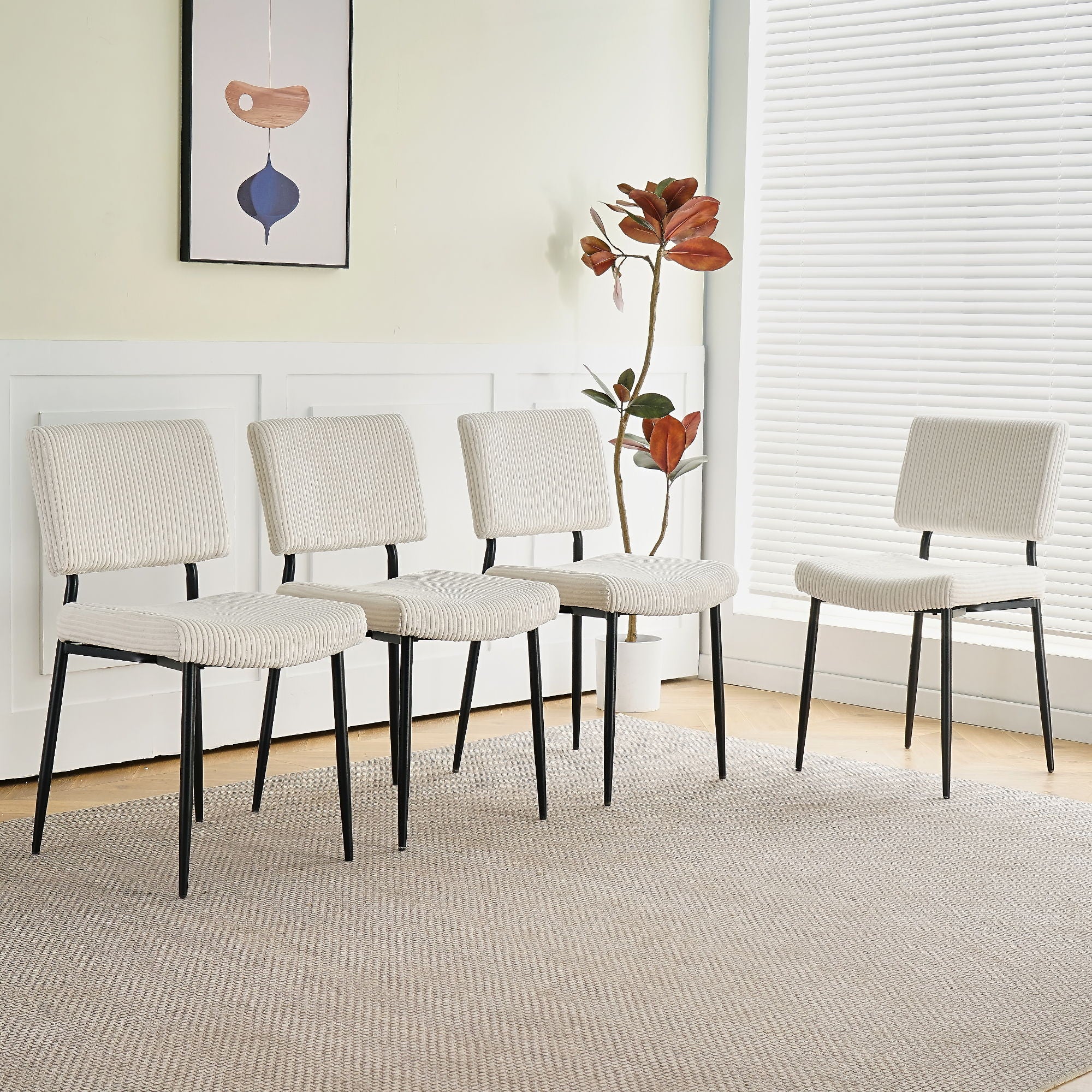 Modern Upholstered Dining Chair With Metal Legs
