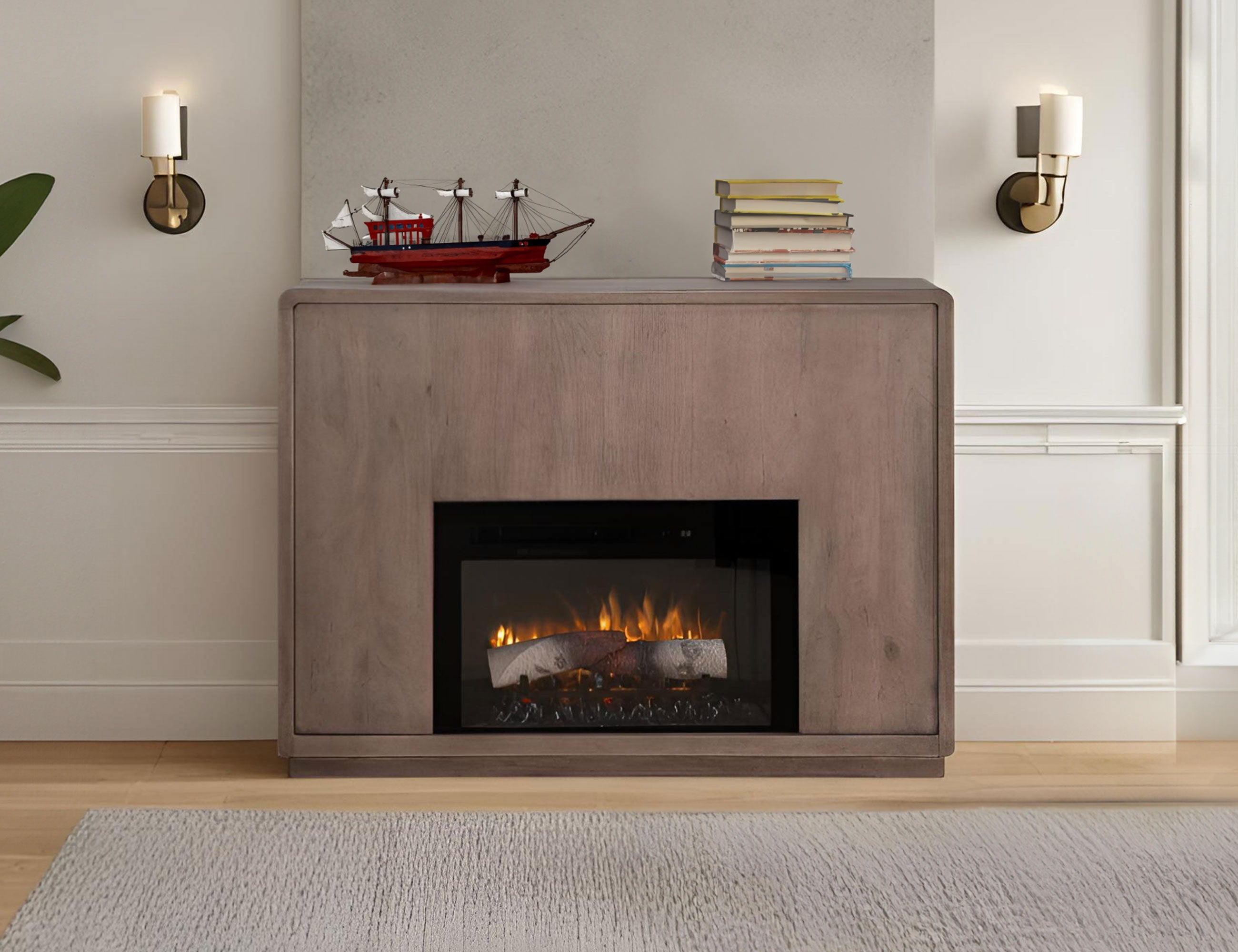 International Furniture Direct Mezquite - Mantel Fireplace - Light Brown | Meri Furniture