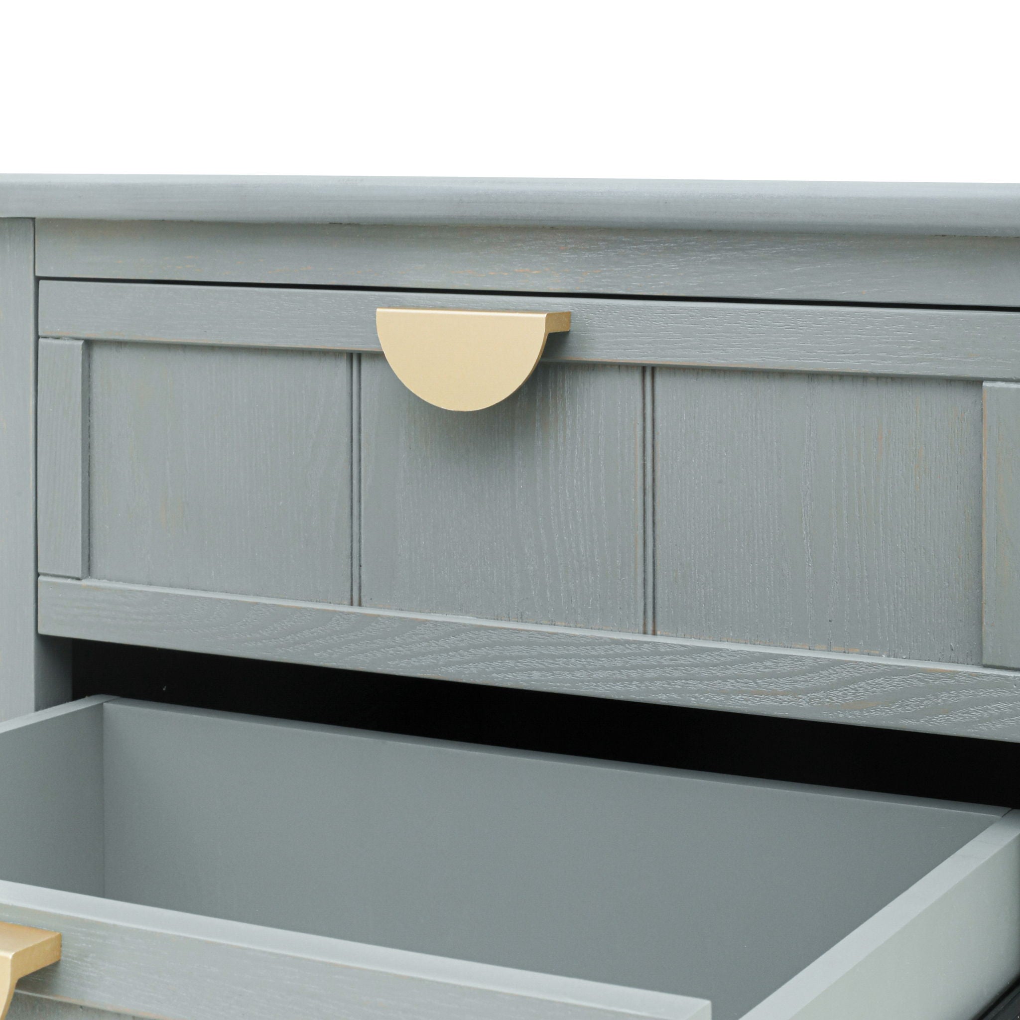 2 Drawer Side Table, American Style, End Table, Suitable For Bedroom, Living Room, Study