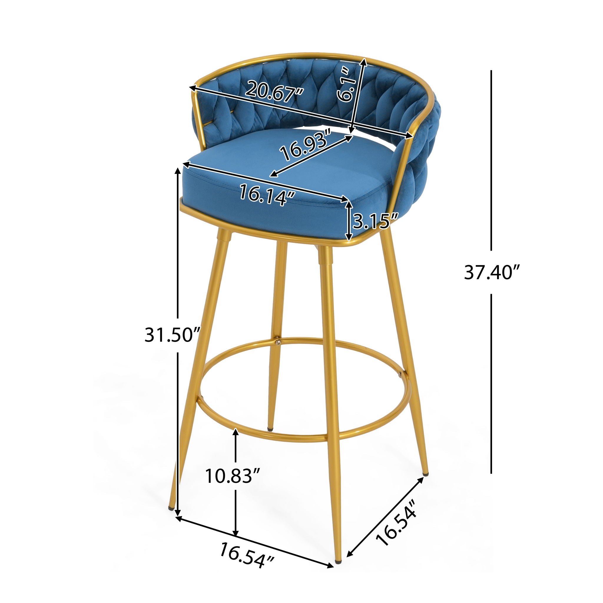 Modern Low Back Upholstered Counter Height Bar Stools (Set of 2)