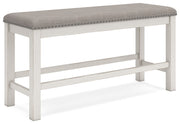 Signature Design by Ashley® Robbinsdale - Antique White - Dbl Counter Height Upholstered Dining Bench | Meri Furniture