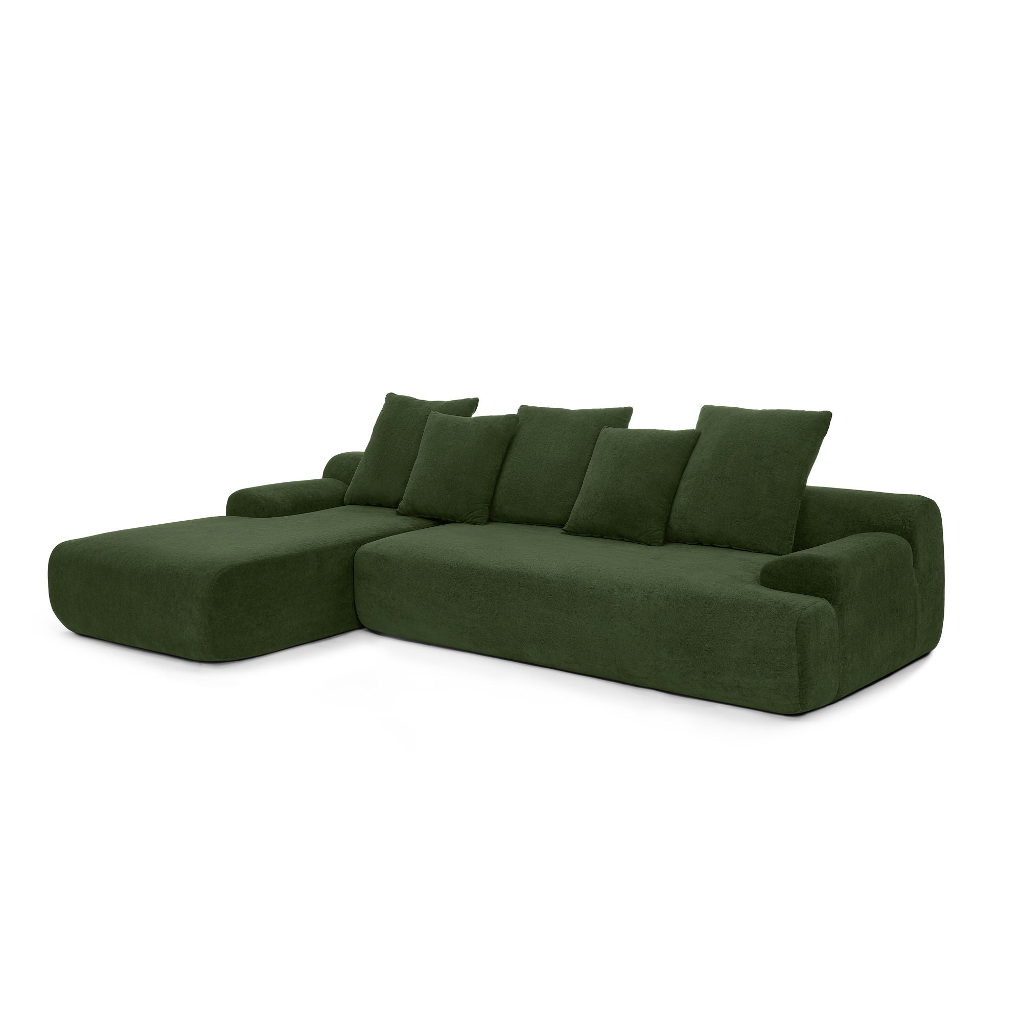 L-Shape Sectional Sofa, Modular Compressed Couch For Living Room Bedroom, 4 Seater - Green