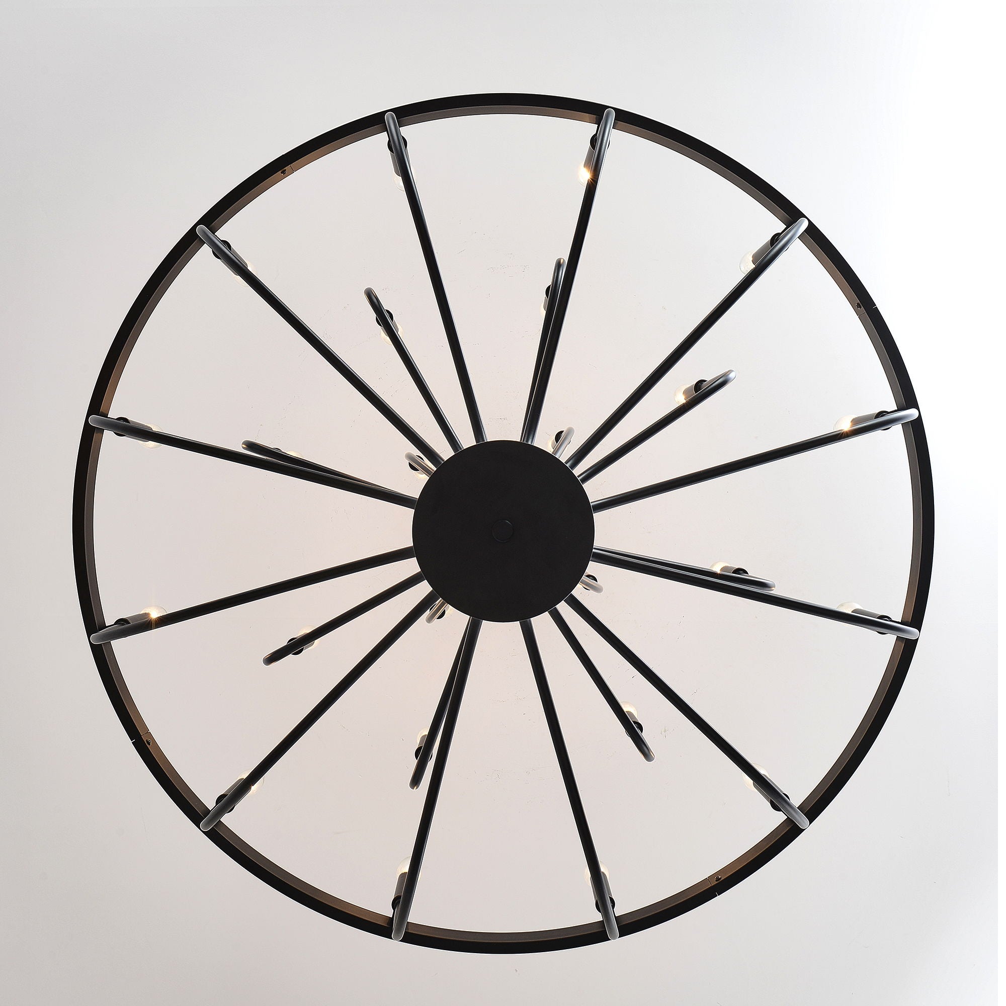 24 Light Chandelier Industrial Iron Candle Chandelier Modern Suspended Farmhouse Chandeliers Pendant Light Fixtures For Dining Room Bedroom Living Room Kitchen Island Foyer E12 Bulb (No Include) - Black