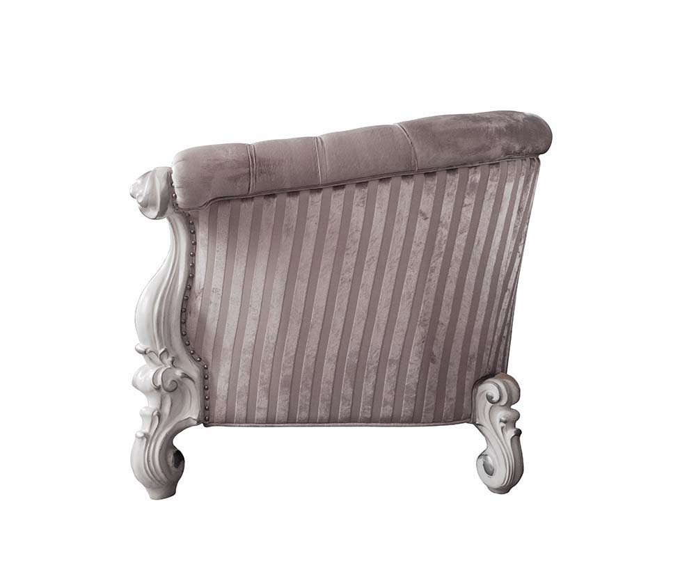 ACME Versailles - Chair - Ivory Fabric & Bone White Finish | Meri Furniture