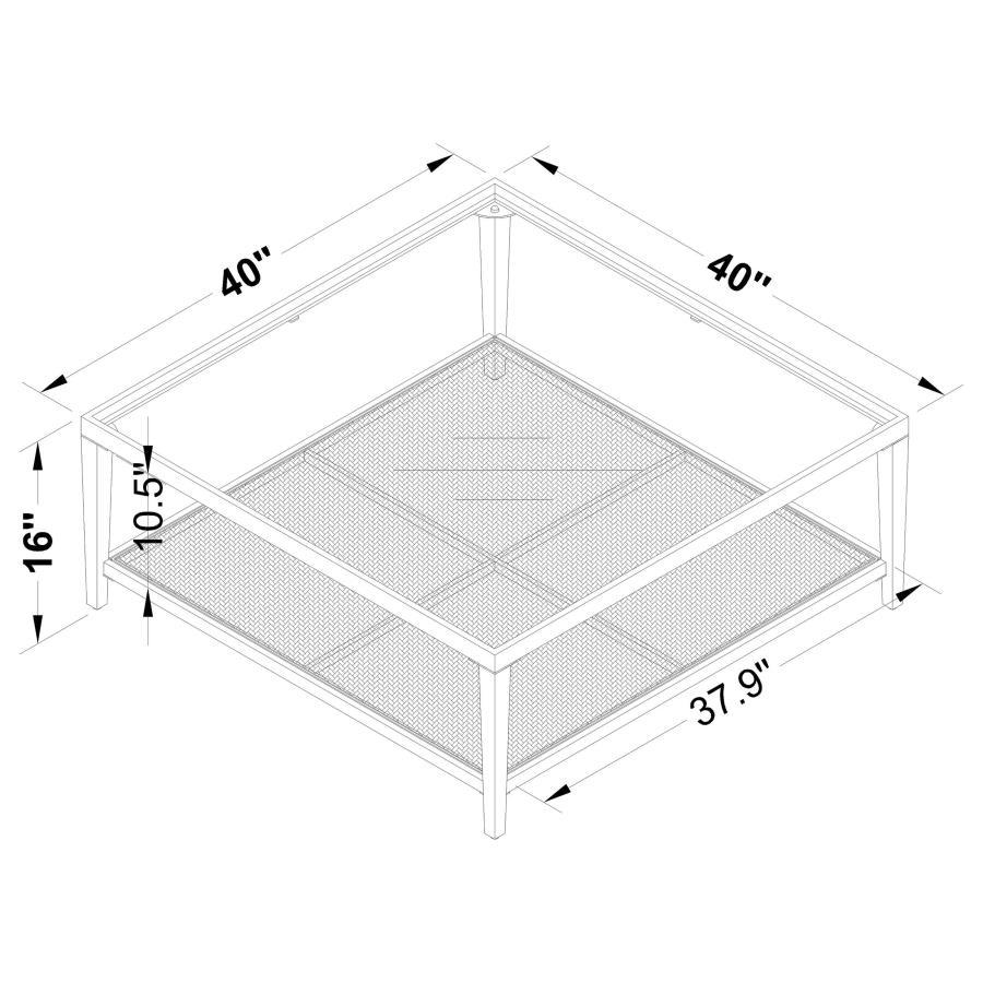 Amherst - Glass Top Metal with Cane Shelf Table