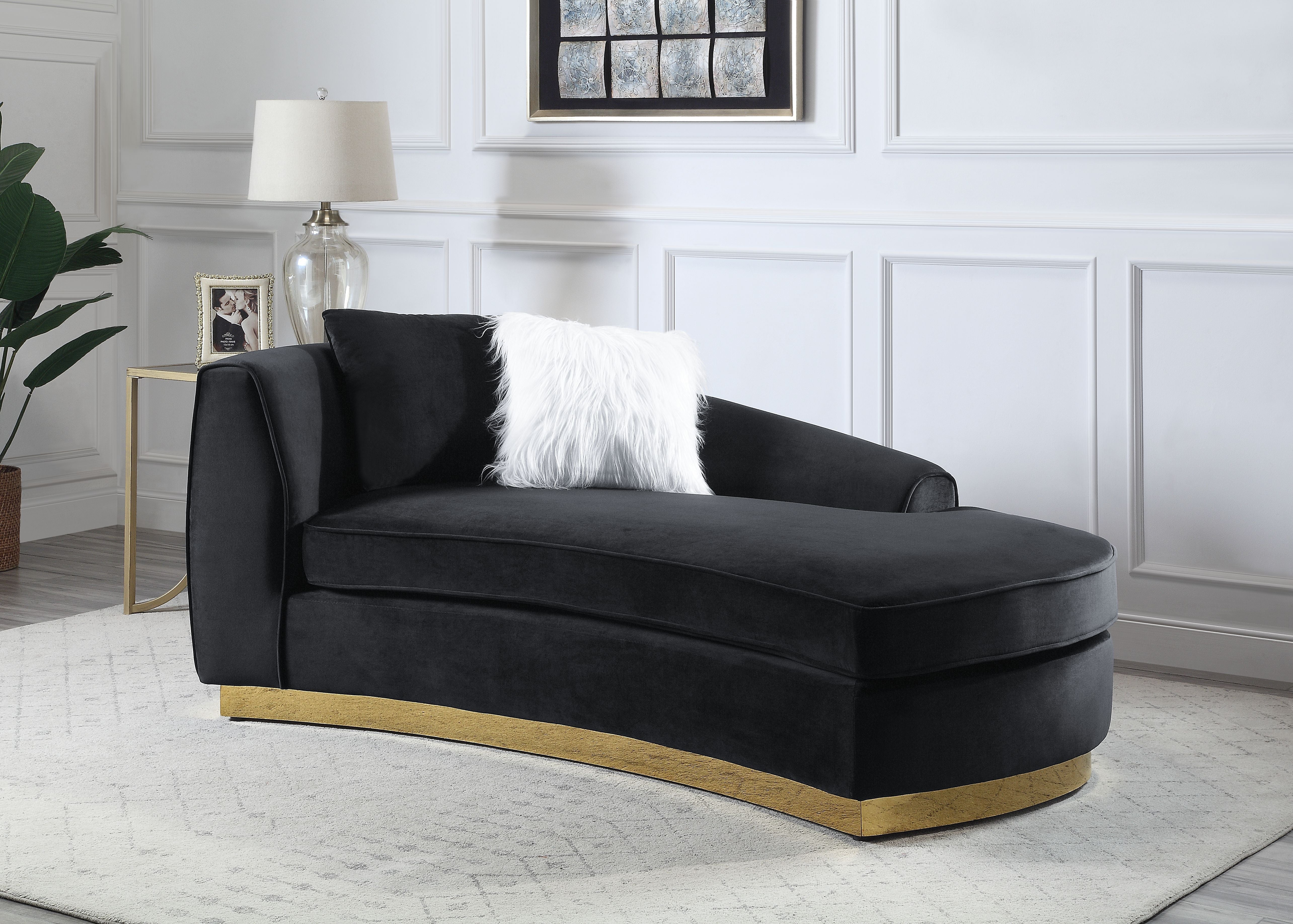 ACME Achelle - Chaise - Black Velvet | Meri Furniture