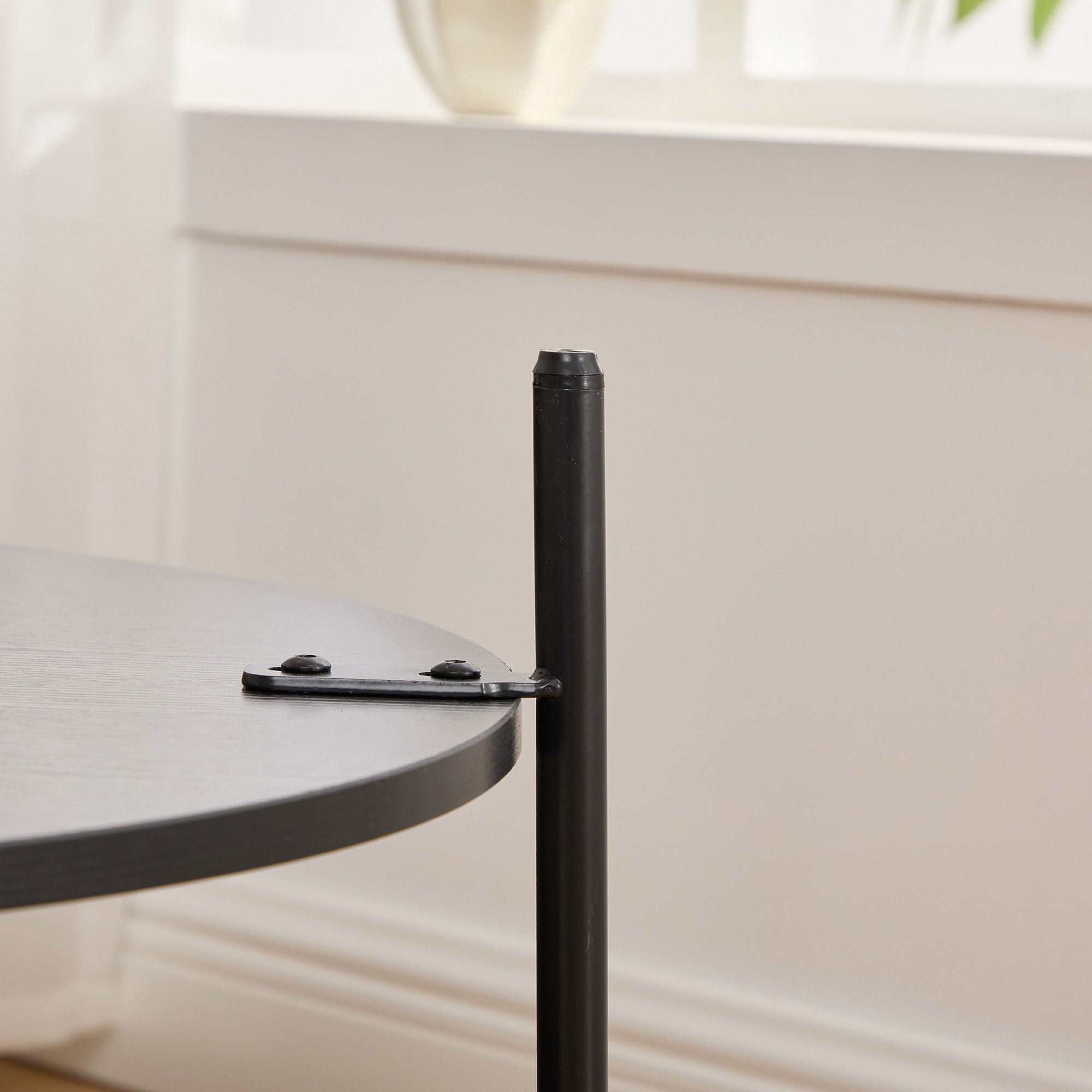 Modern Upholstered Round Ottoman Coffee Table With Storage Shelf