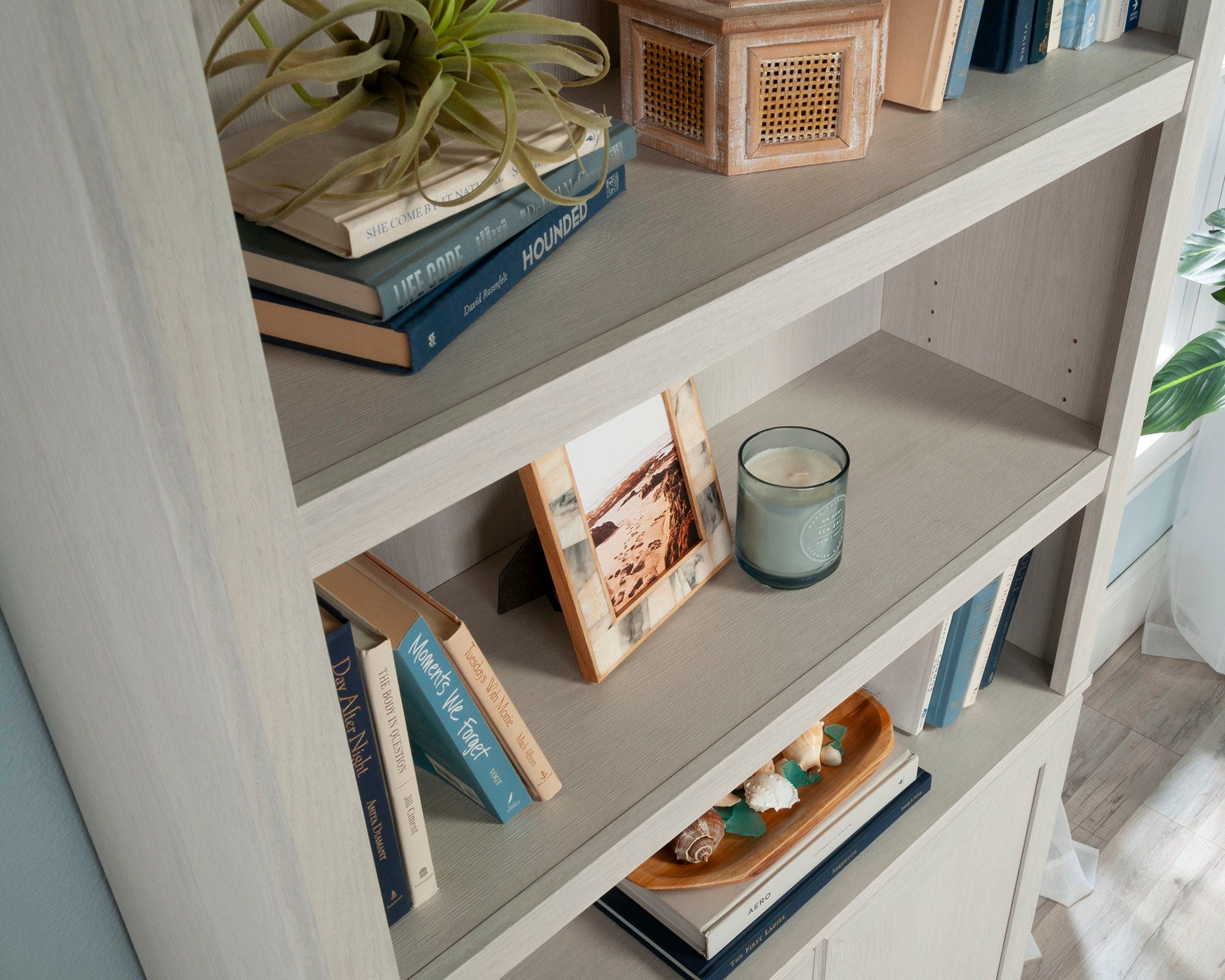 5-Shelf Bookcase with Doors in Glacier Oak