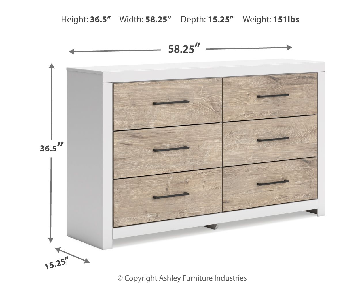 Signature Design by Ashley® Charbitt - Two-tone - Six Drawer Dresser | Meri Furniture