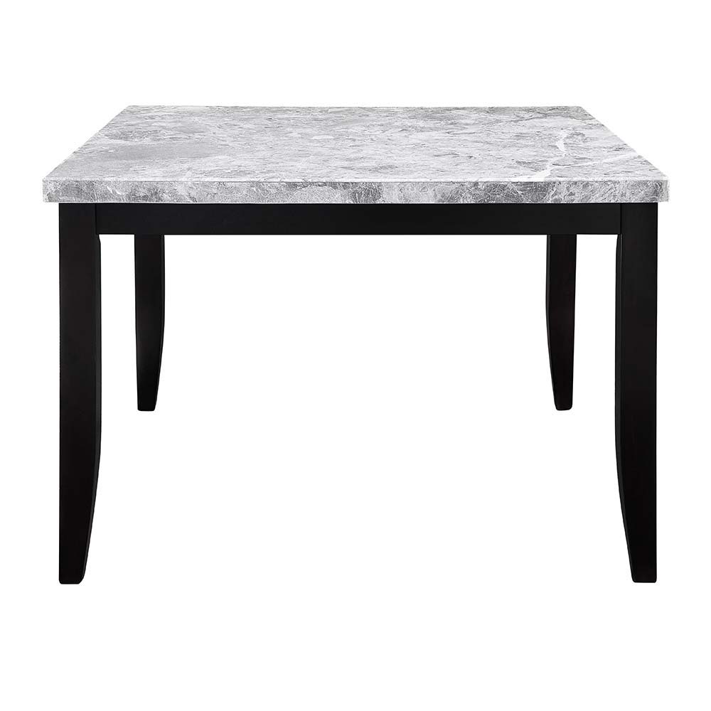ACME Hussein - Counter Height Table With Marble Top - Marble & Black Finish | Meri Furniture