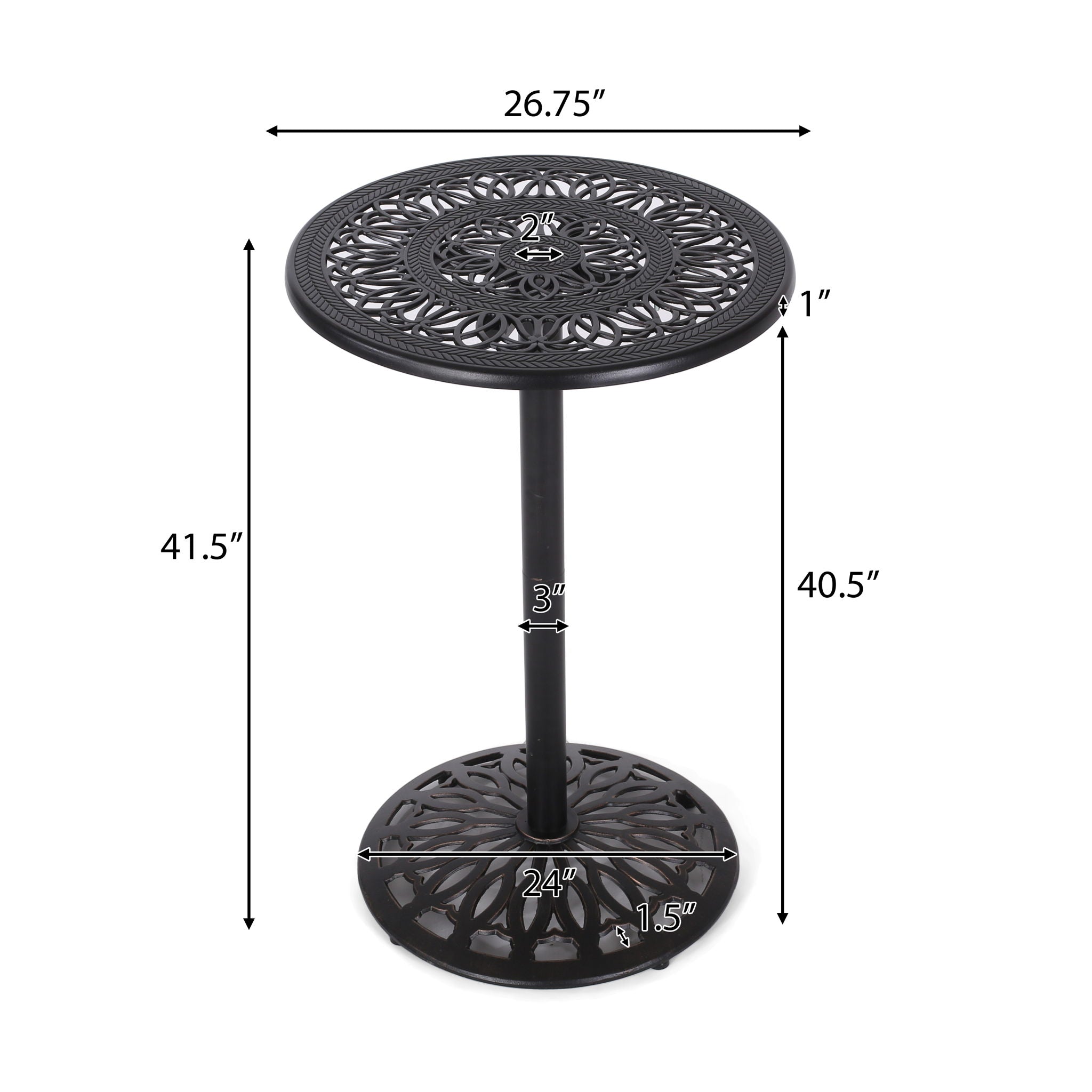 Phoebe - Outdoor Cast Bar Table - Black