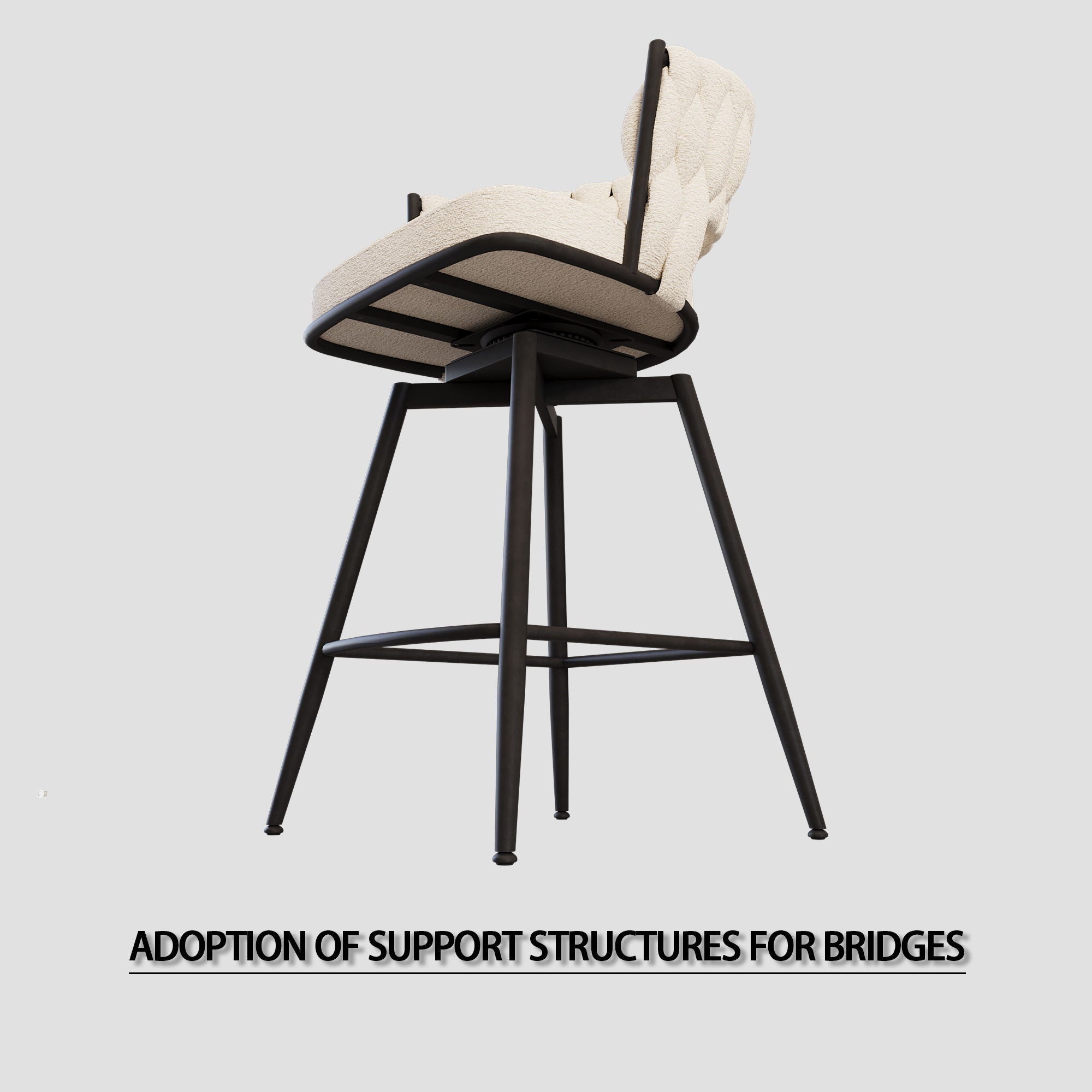 Bar Stool 360 Swivel With Back Footrest