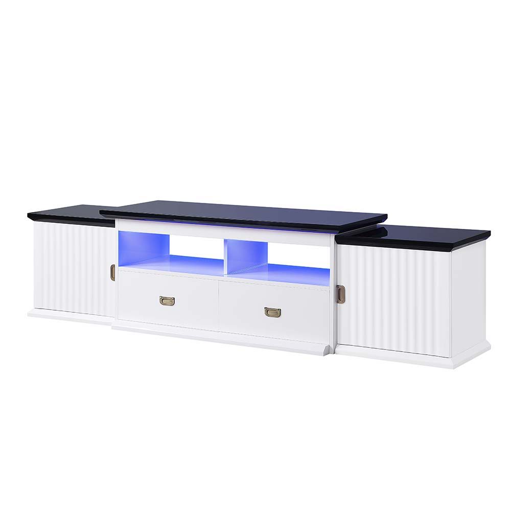 ACME Barend - TV Stand - White & Black High Gloss Finish | Meri Furniture