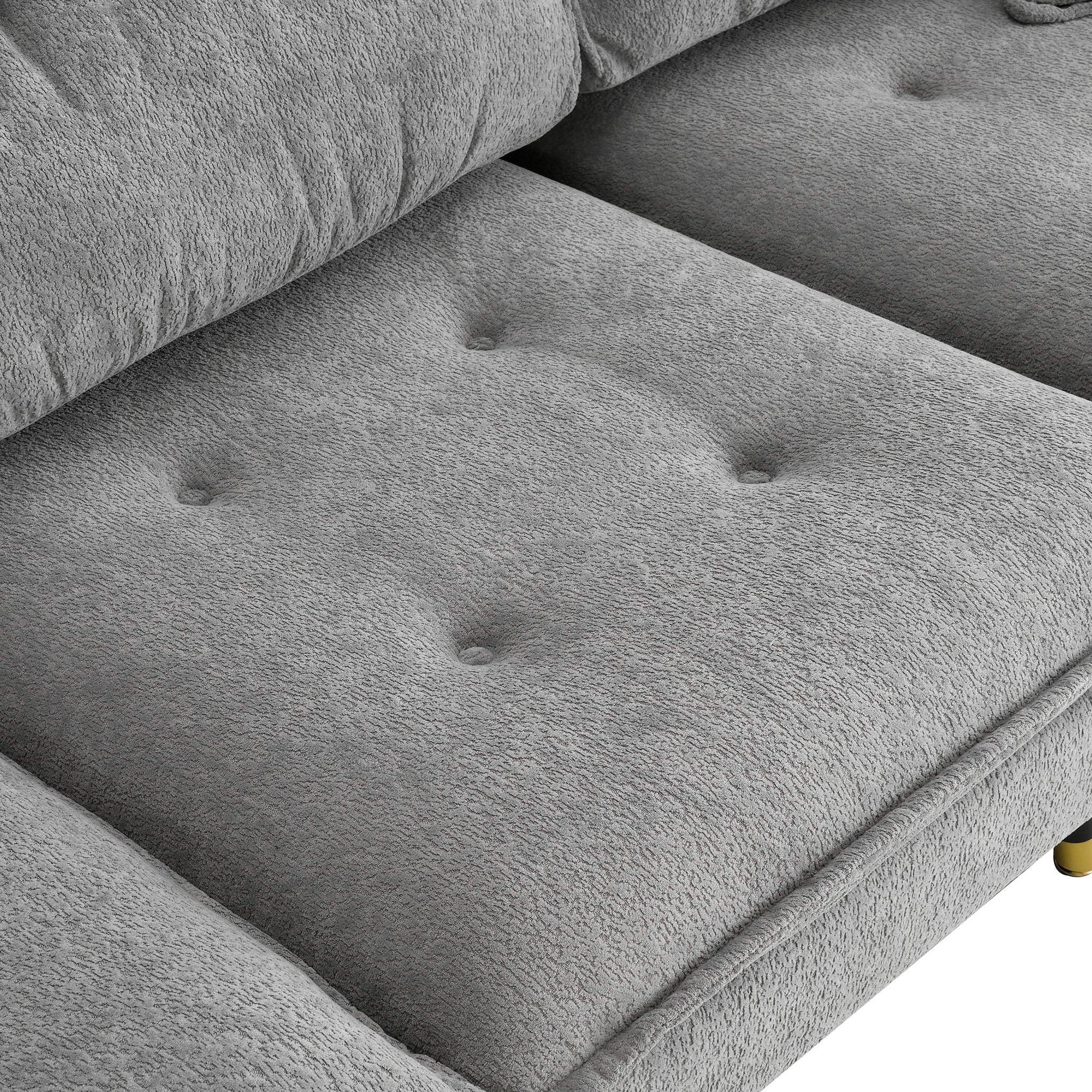 L Shaped Convertible Sectional Sofa 4 Seat Tufted Couch Set With Two Tone Adjust Legs Cloud Movable Ottoman