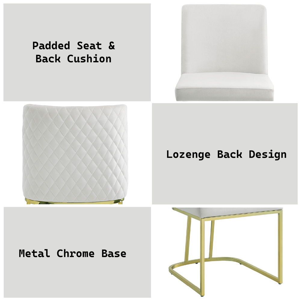 Zazie - Side Chair Set of 2) - White Velvet & Gold