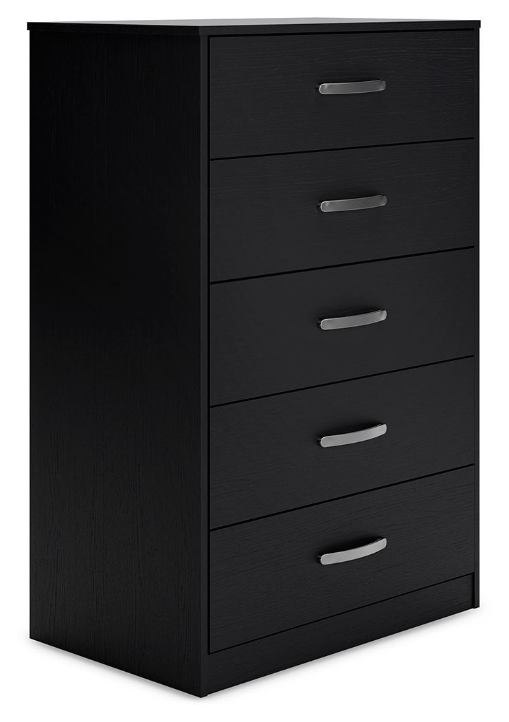 Signature Design by Ashley® Finch - Black - Five Drawer Chest - 46" Height | Meri Furniture