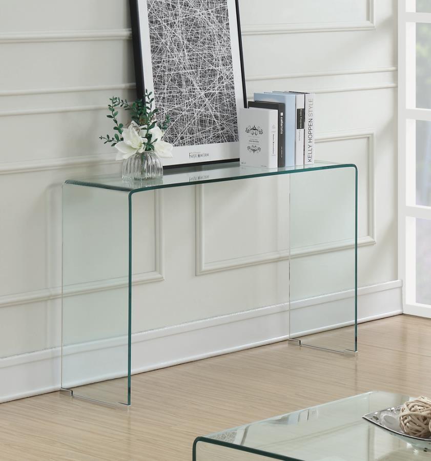 Coaster Fine Furniture Ripley - Tempered Bent Glass Entryway Console Table - Clear | Meri Furniture