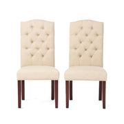 Harriet - Tufted Dining Chair Set Modern Farmhouse Style - Ivory Linen