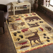 Nature's Nest - 5'3" X 7'3" Polypropylene, Lodge Area Rug - Multi / Beige