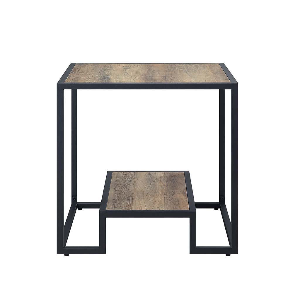 ACME Idella - End Table - Rustic Oak & Black Finish | Meri Furniture