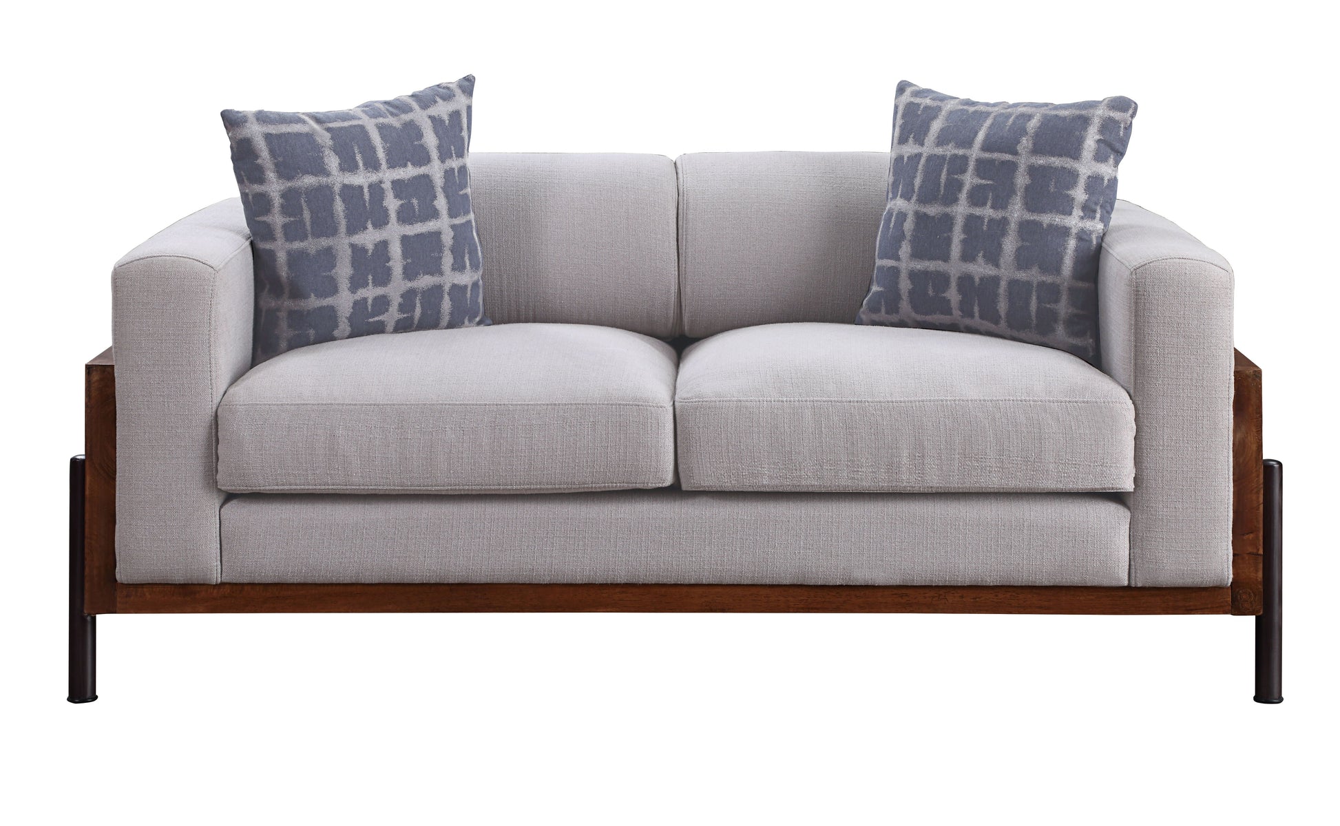 ACME Pelton - Loveseat - Fabric & Walnut | Meri Furniture