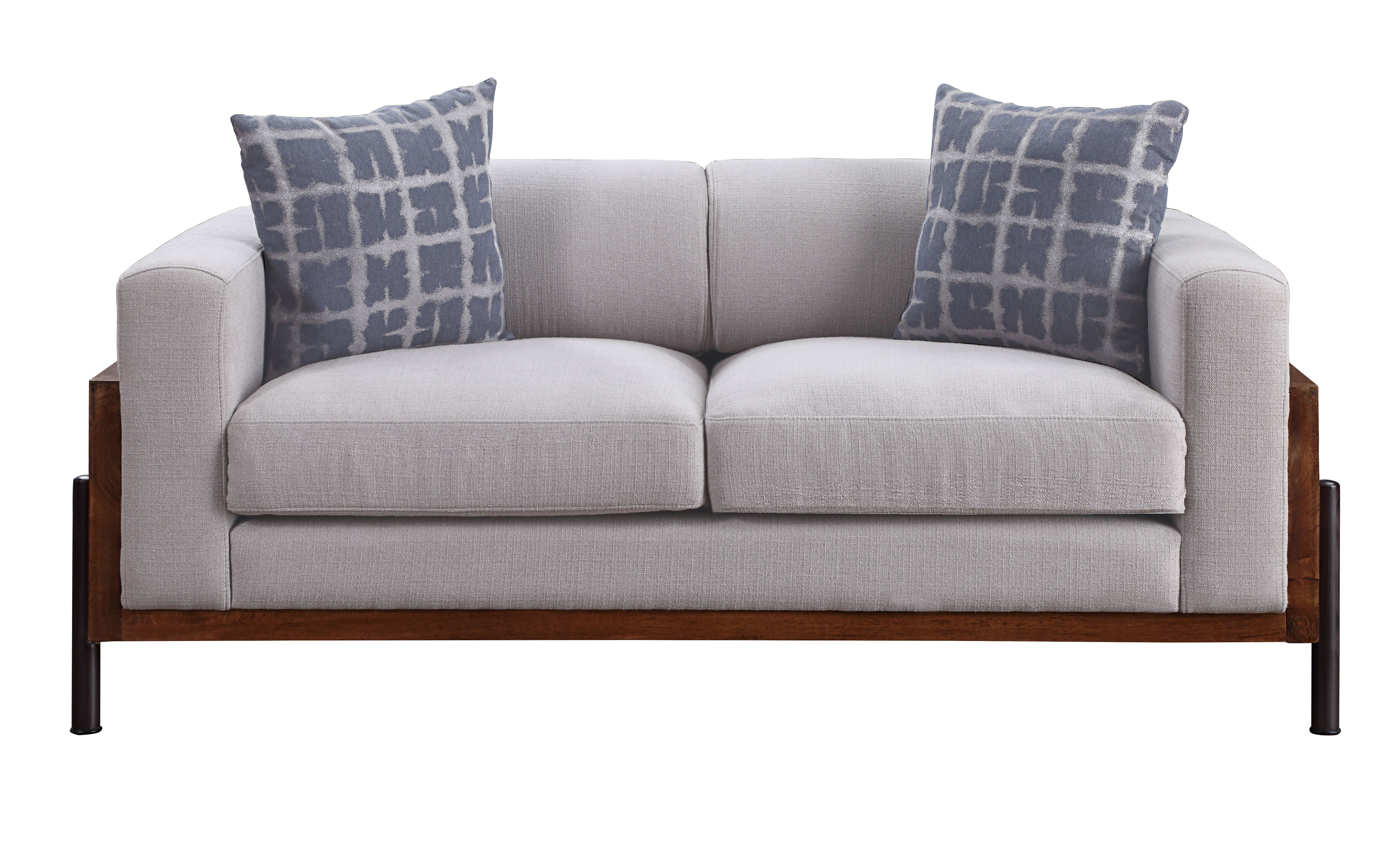 ACME Pelton - Loveseat - Fabric & Walnut | Meri Furniture