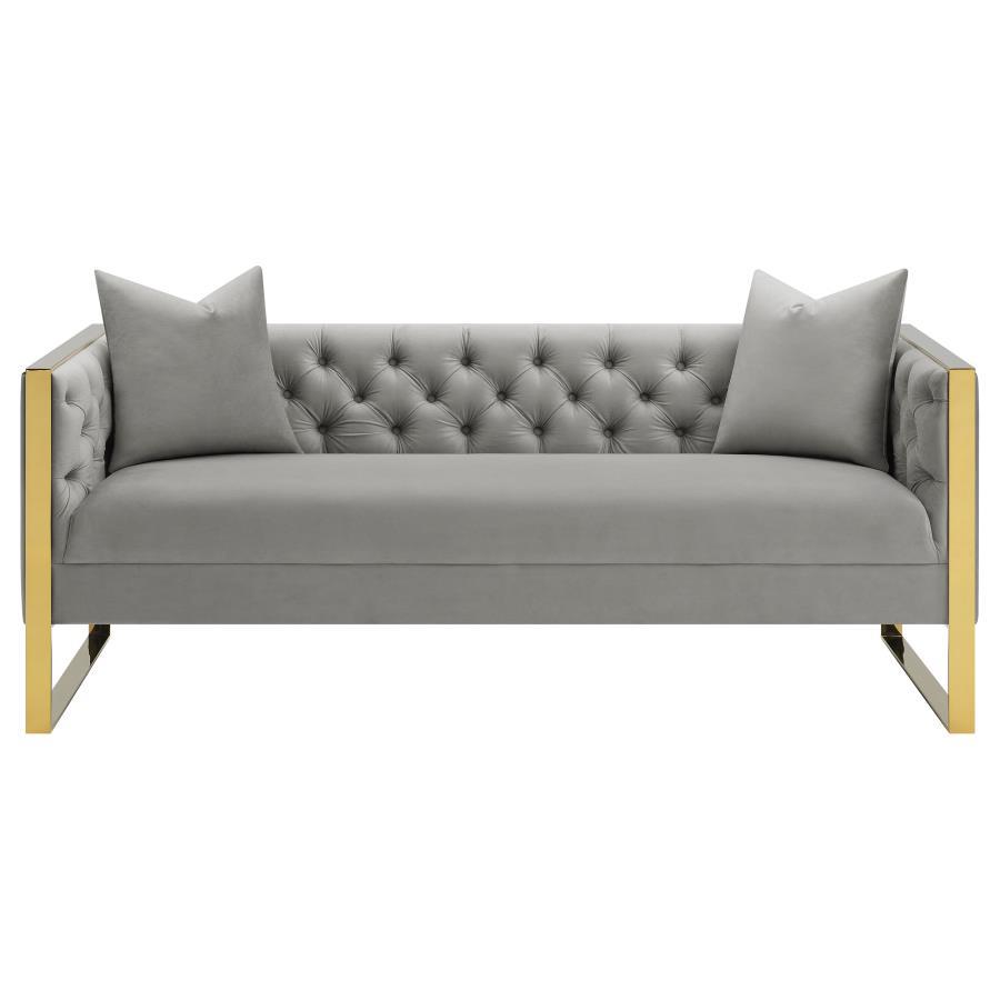 Coaster Fine Furniture Eastbrook - Velvet Upholstered Tufted Sofa - Gray | Meri Furniture