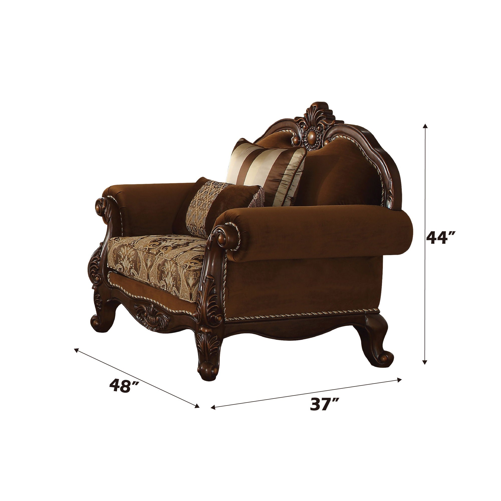 Jardena - Chair With 2 Pillows Same Lv01593) - Pattern Fabric & Cherry Oak