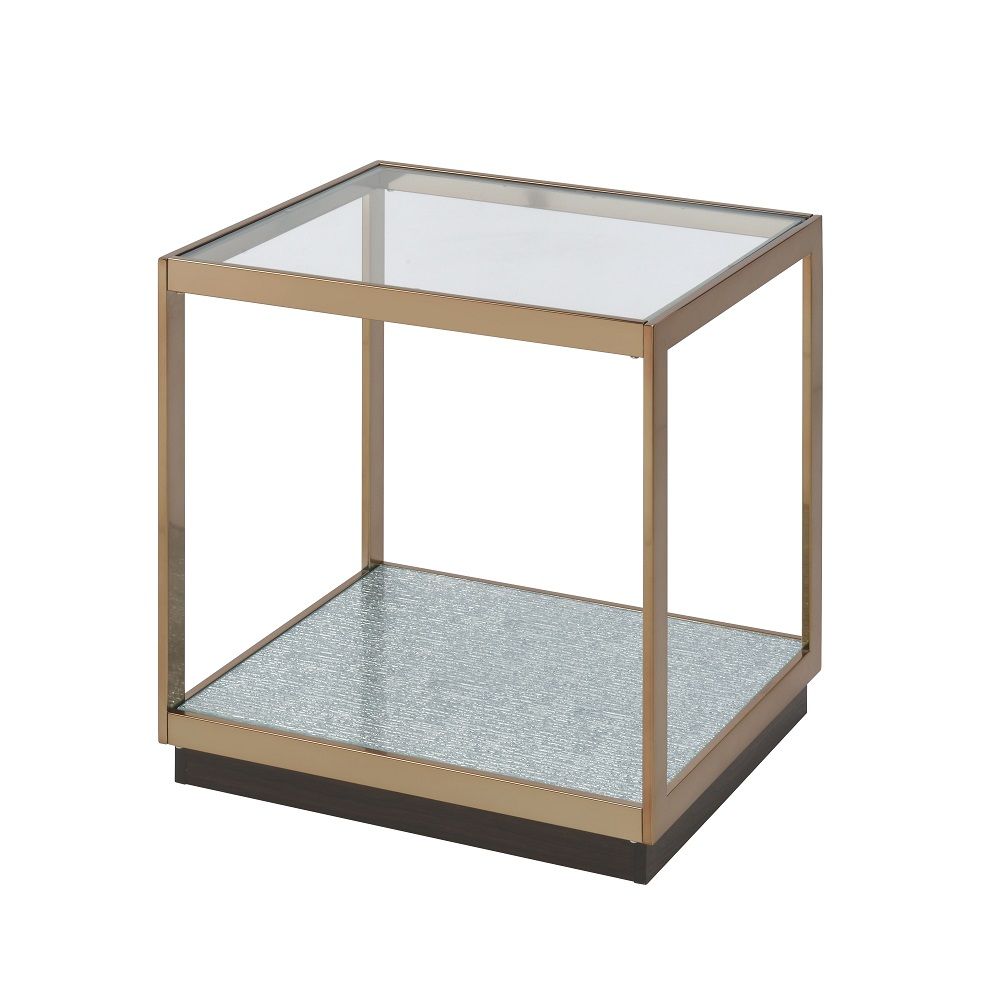 ACME Kaia - End Table - Glass & Gold | Meri Furniture