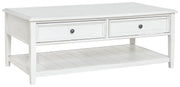 Signature Design by Ashley® Kanwyn - Whitewash - Rectangular Cocktail Table | Meri Furniture