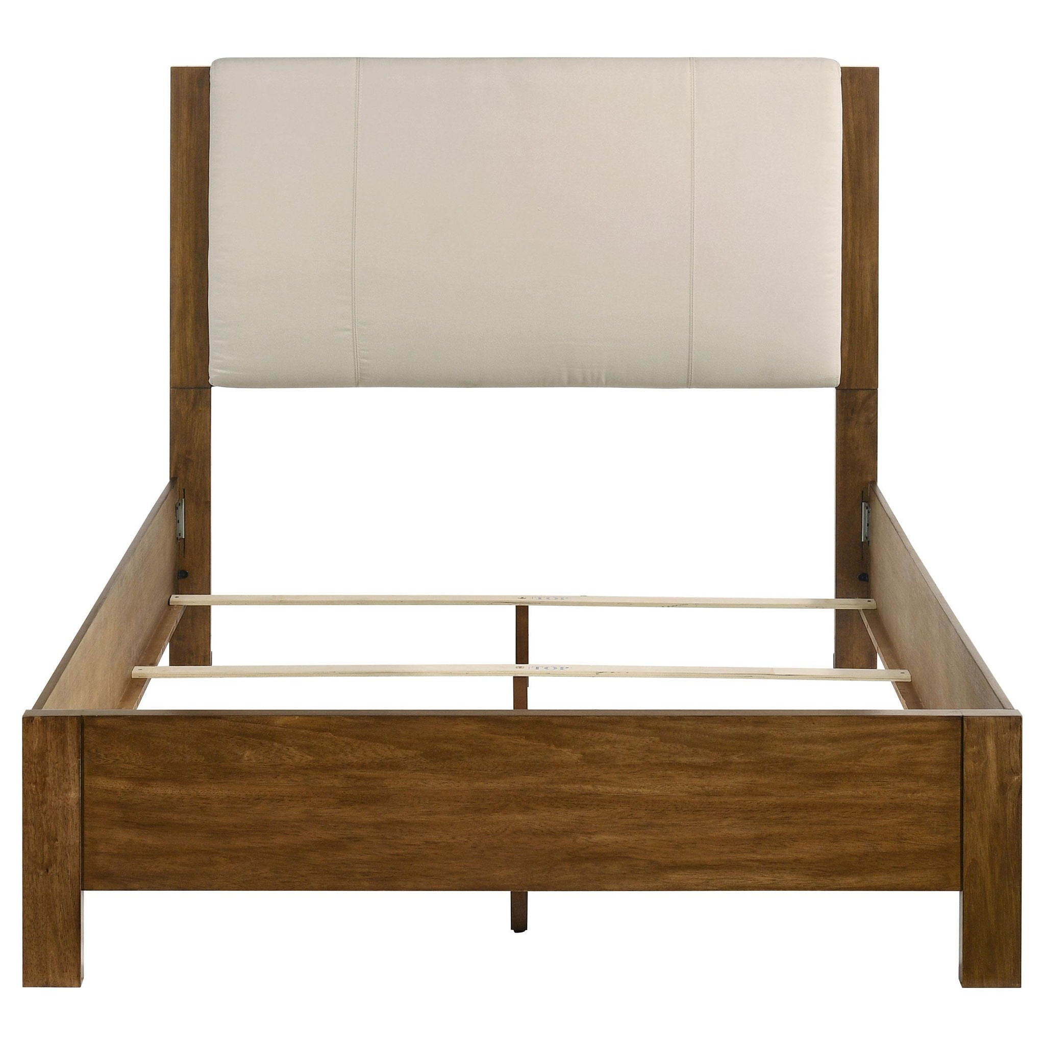 Adderley Queen Wood Panel Bed Cream and Warm Brown