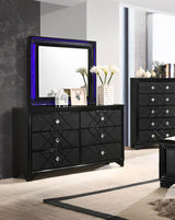 Penelope - 6-Drawer Dresser With Mirror - Midnight Star