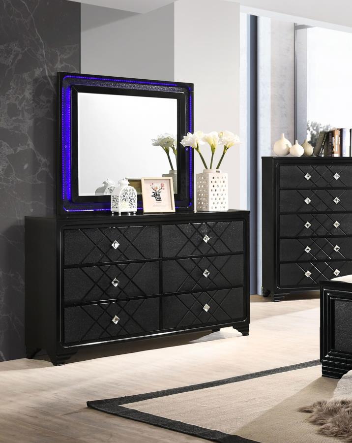 Coaster Fine Furniture Penelope - 6-Drawer Dresser With Mirror - Midnight Star | Meri Furniture