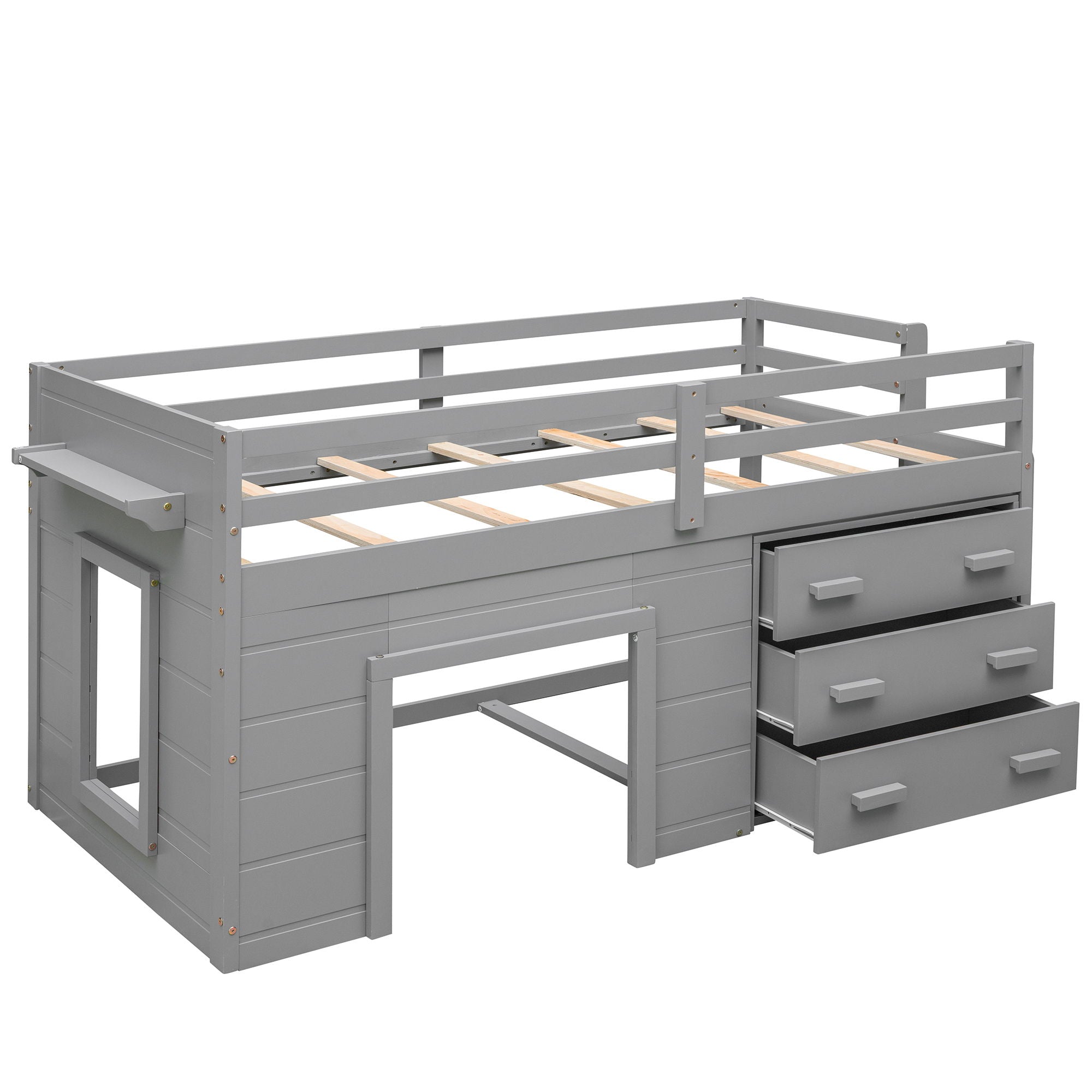 Loft Bed With Cabinet And Shelf