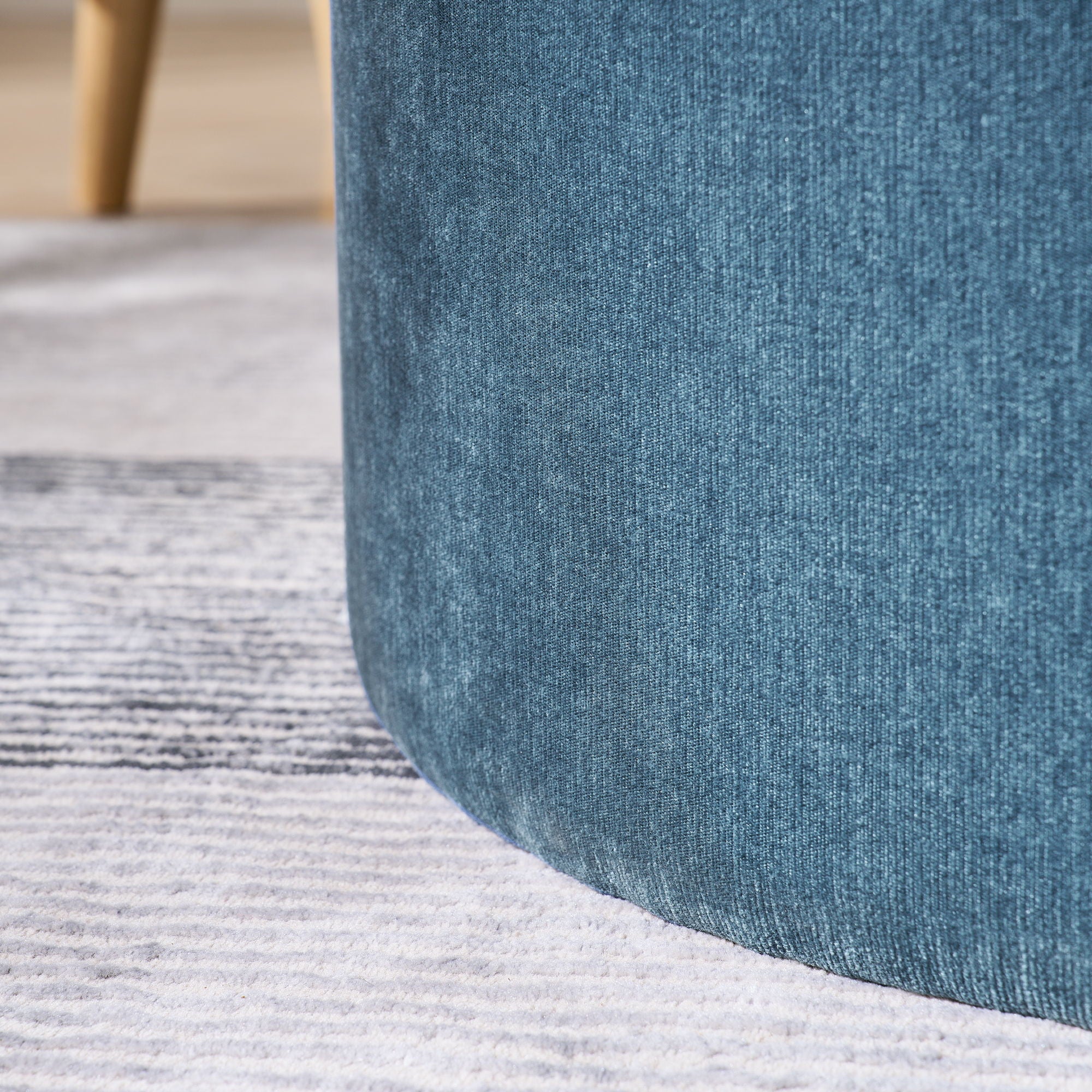 Classic 2 Piece Round Storage Ottoman Set With Drum Shaped Stool