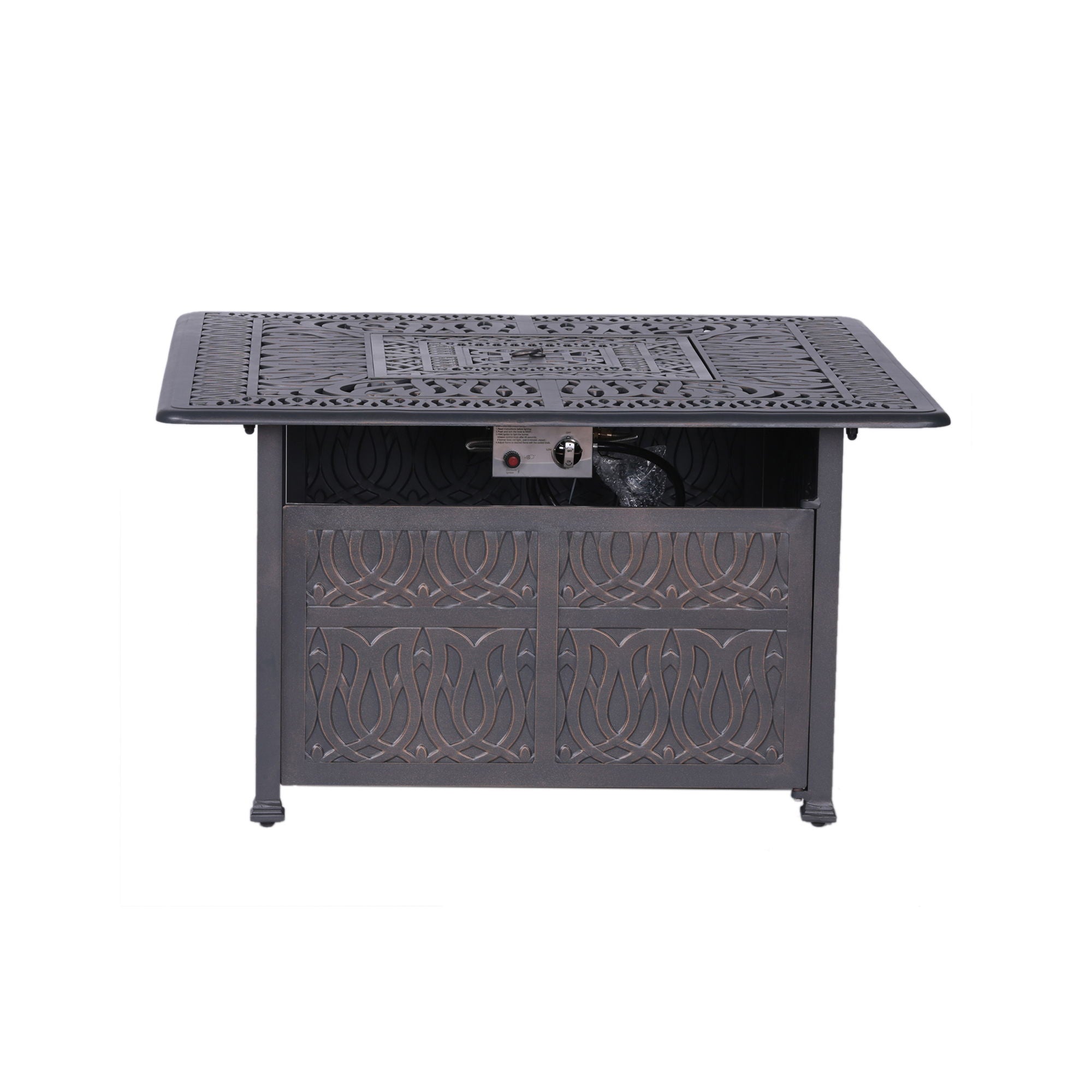 Powder Coated Aluminum Propane Gas Fire Pit Table - Gunmetal