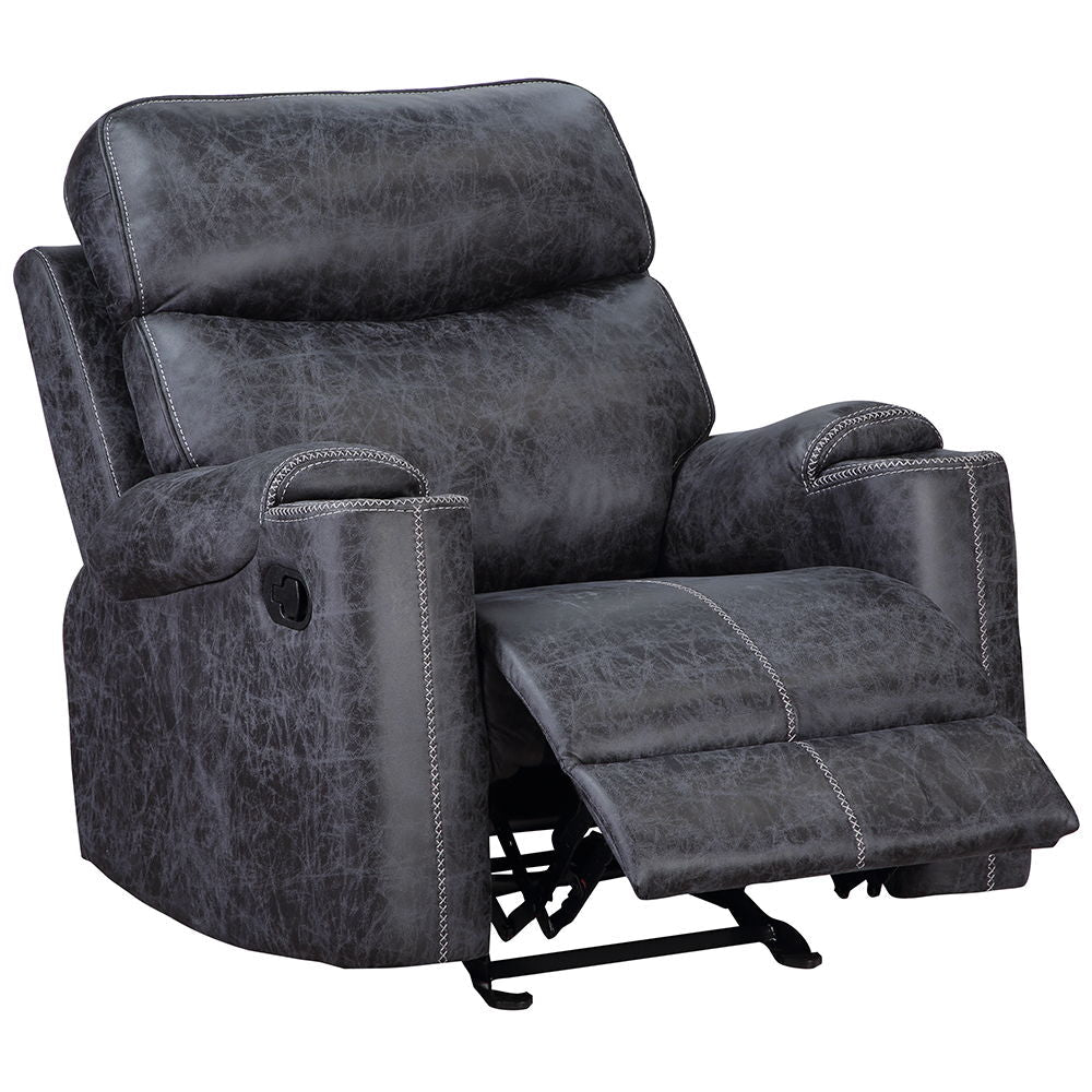 ACME Hirah - Motion Glider Recliner - Dark Gray Polish Microfiber | Meri Furniture