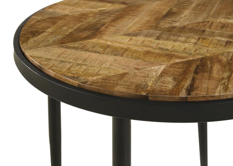 Coaster Fine Furniture Hayden - Round Wood Top Side Table - Natural Mango And Black | Meri Furniture