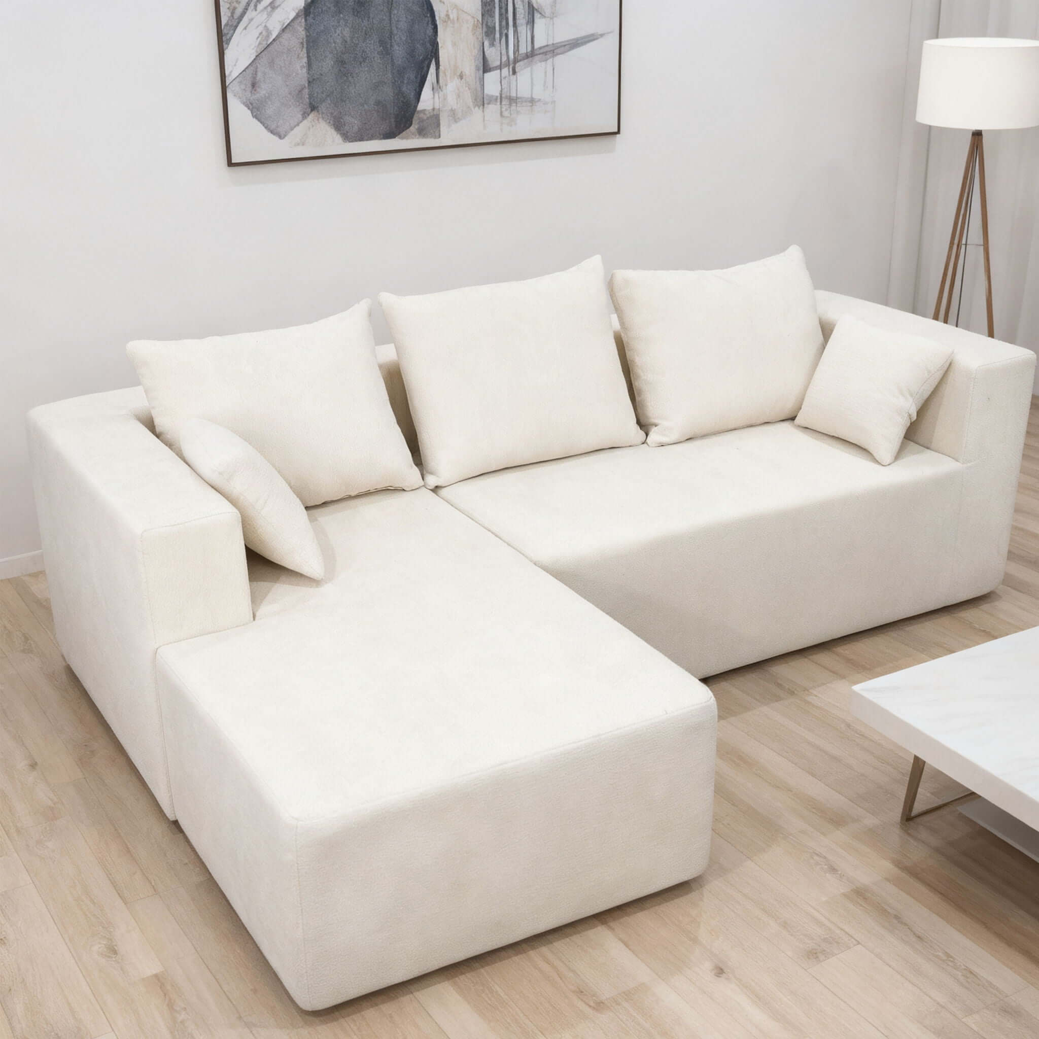 Modular Corner Sofa With Soft Linen Fabric