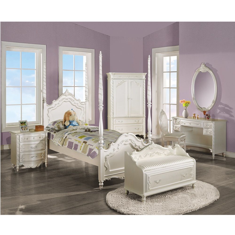 ACME Pearl - Bench With Storage - Pearl White | Meri Furniture