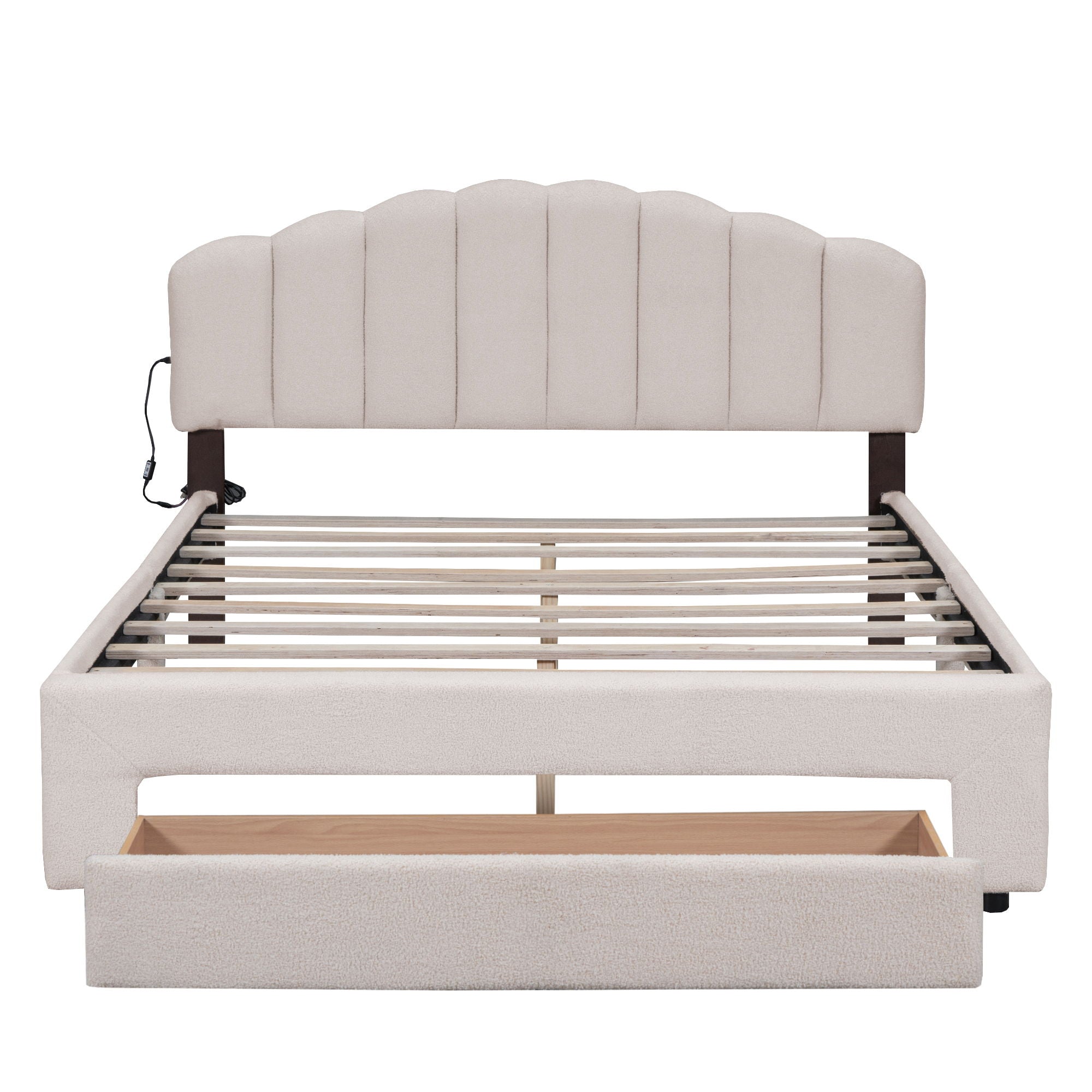Upholstered Platform Bed With Drawer