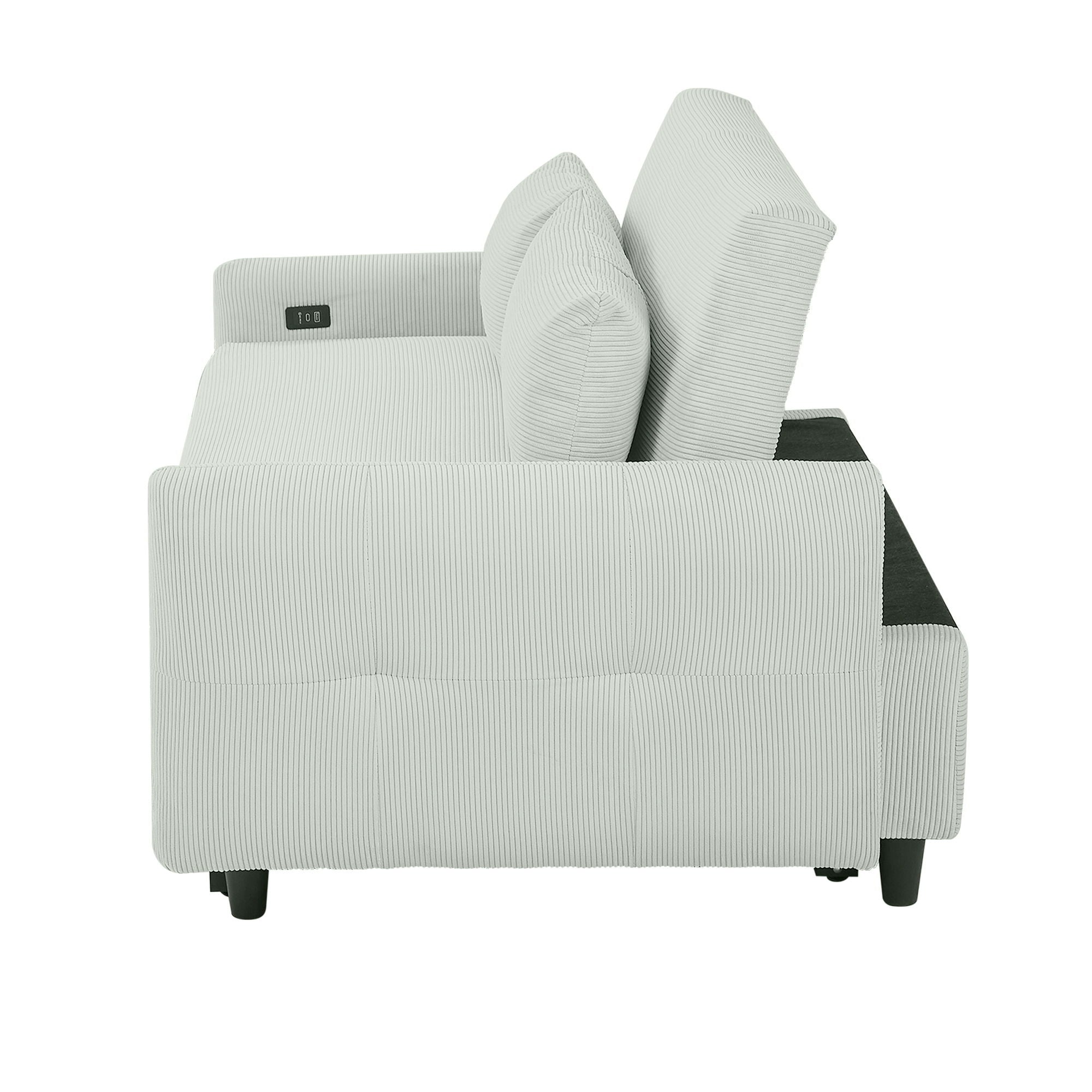 Pull-Out 2 Seat Modern Sleeper Sofa With 2 Throw Pillows And USB Ports