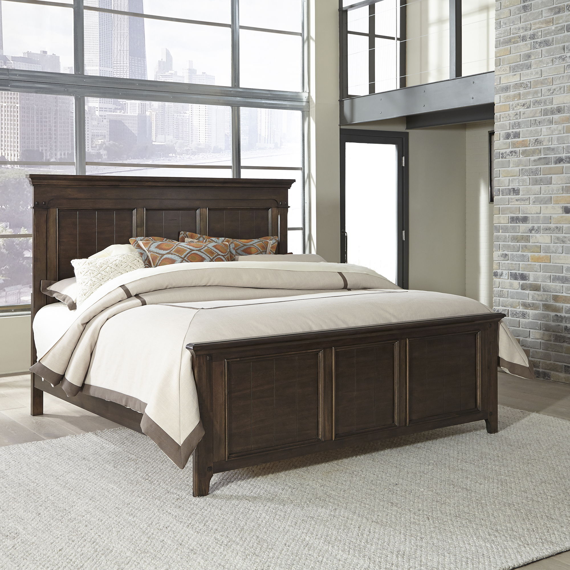 Liberty Furniture Saddlebrook - Panel Bed, Dresser & Mirror | Meri Furniture