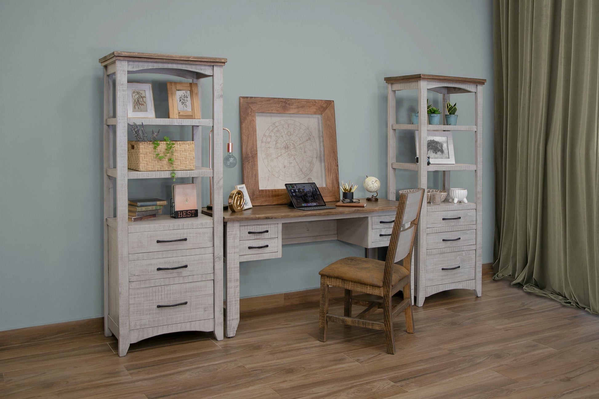 International Furniture Direct Pueblo Gray - Desk - Light Gray / Brown | Meri Furniture