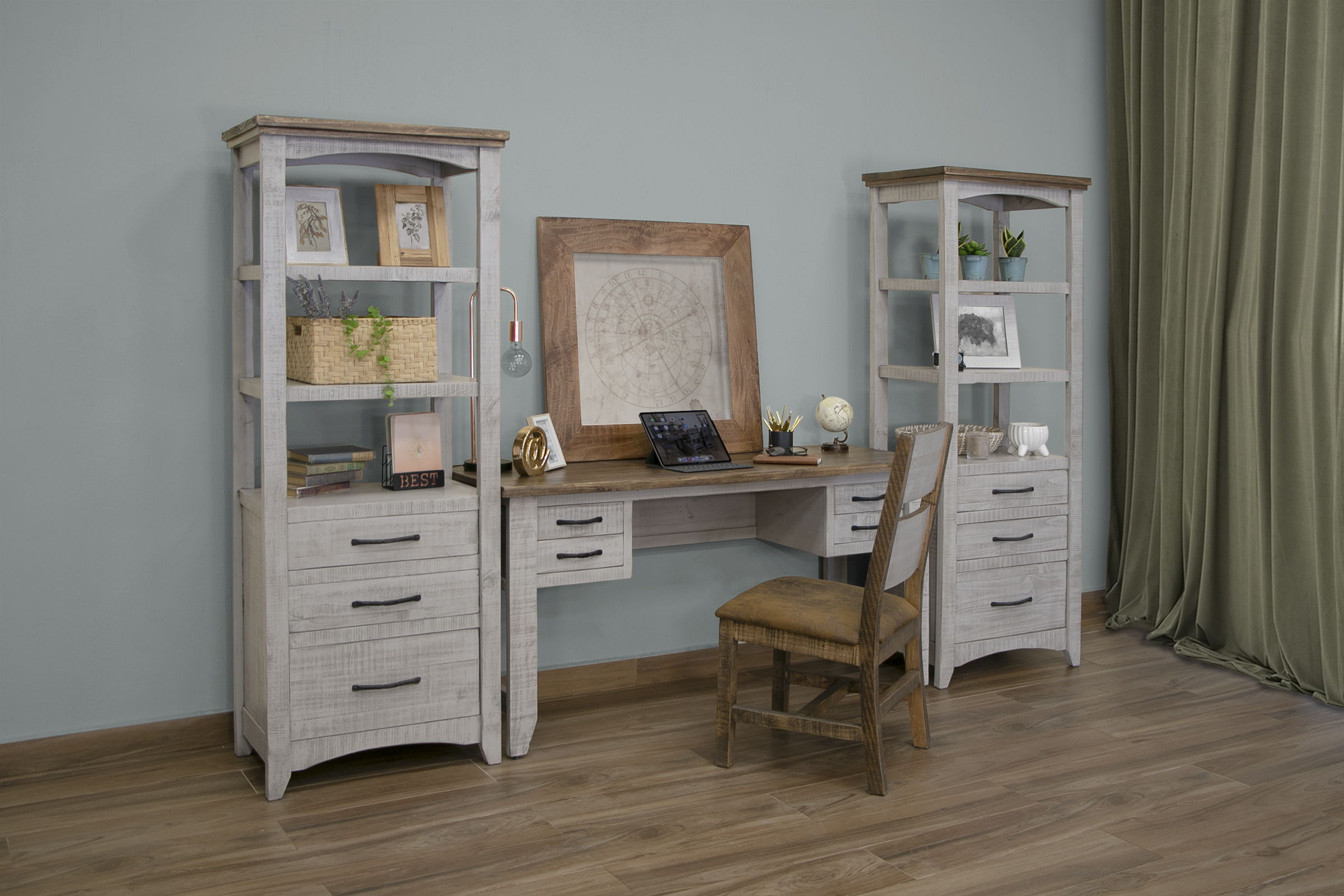 International Furniture Direct Pueblo Gray - Desk - Light Gray / Brown | Meri Furniture