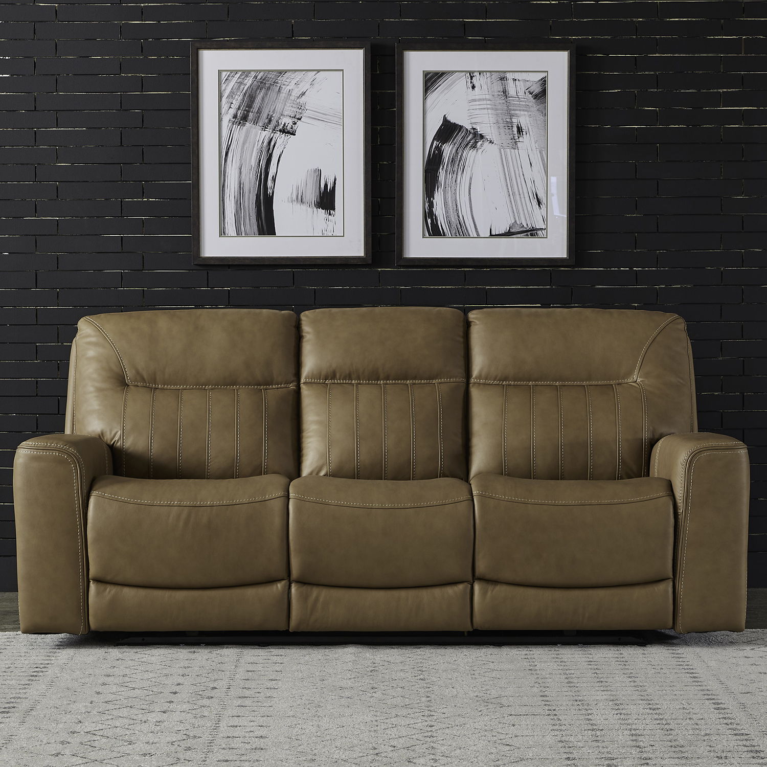 Liberty Furniture Bennett - Sofa P2 & ZG - Butternut - Butternut Leather | Meri Furniture