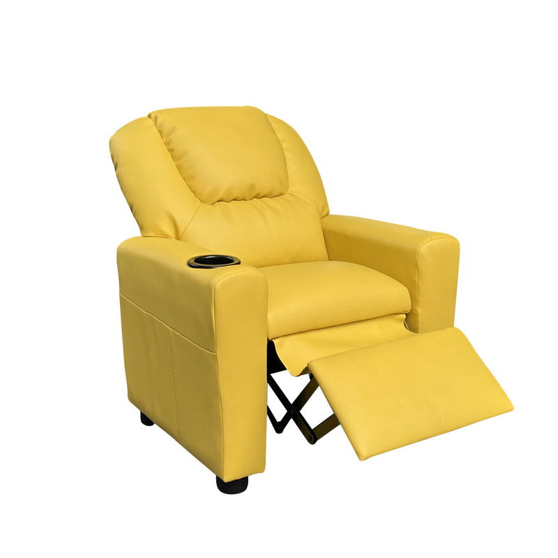 Marisa 23"W Yellow PU Leather Kids Recliner Chair with Cupholder