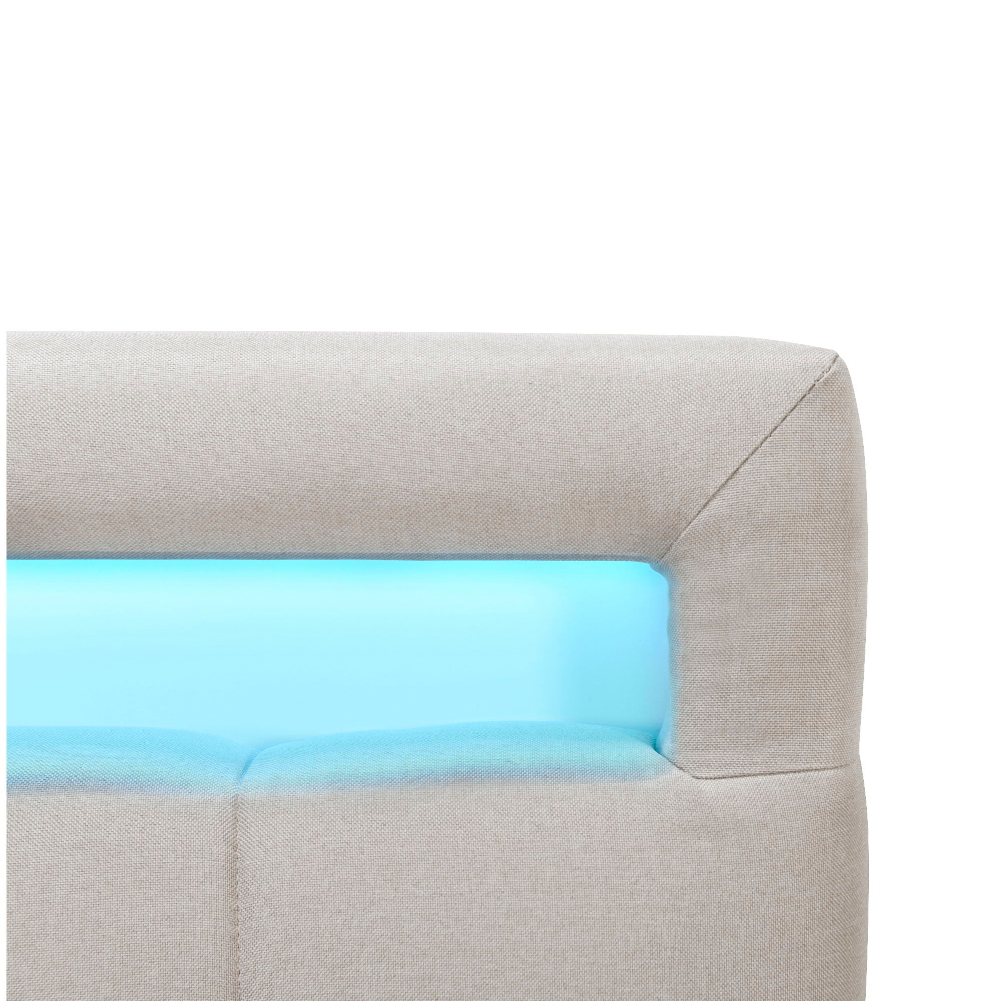 Upholstered Platform Bed With LED Frame, With Trundle And 2 Drawers