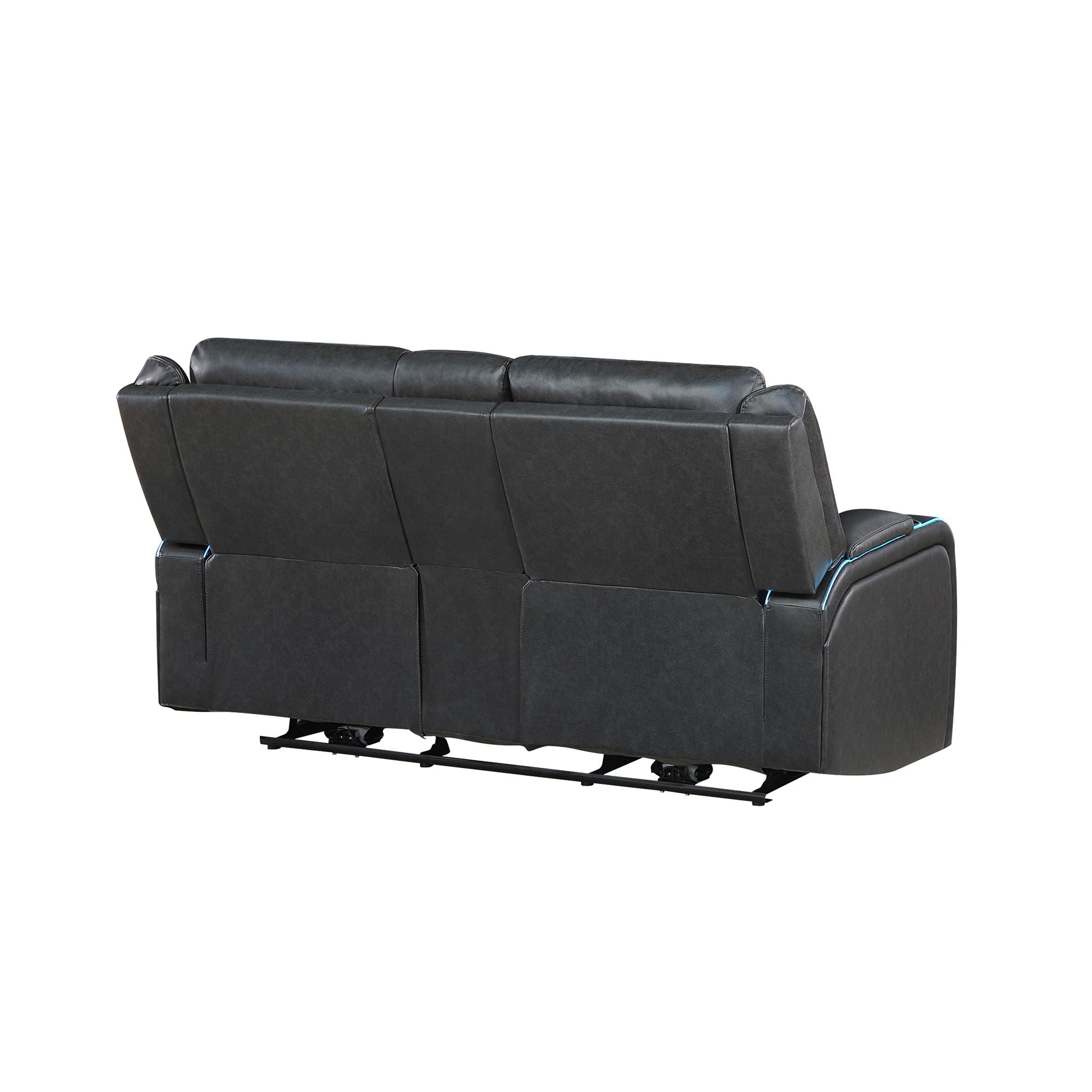 Blanca - Power Console Reclining Loveseat With LED Lights, Power Headrest And Speakers - Charcoal