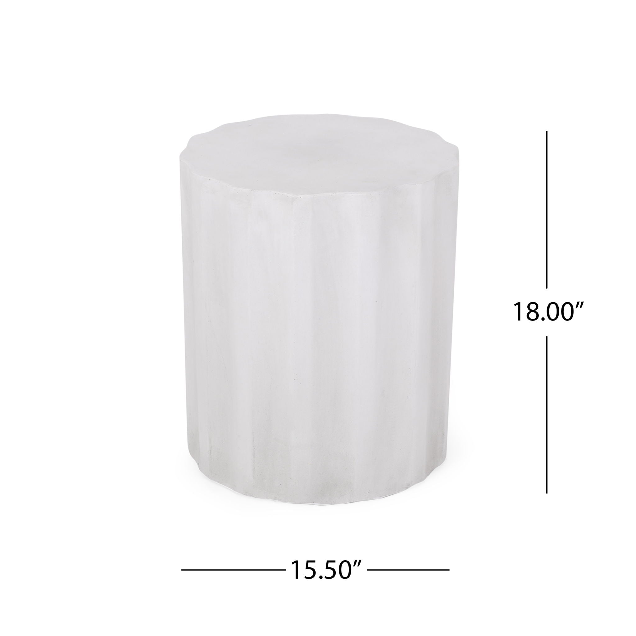 Outdoor End Table With Soft Wave Edge - Antique White